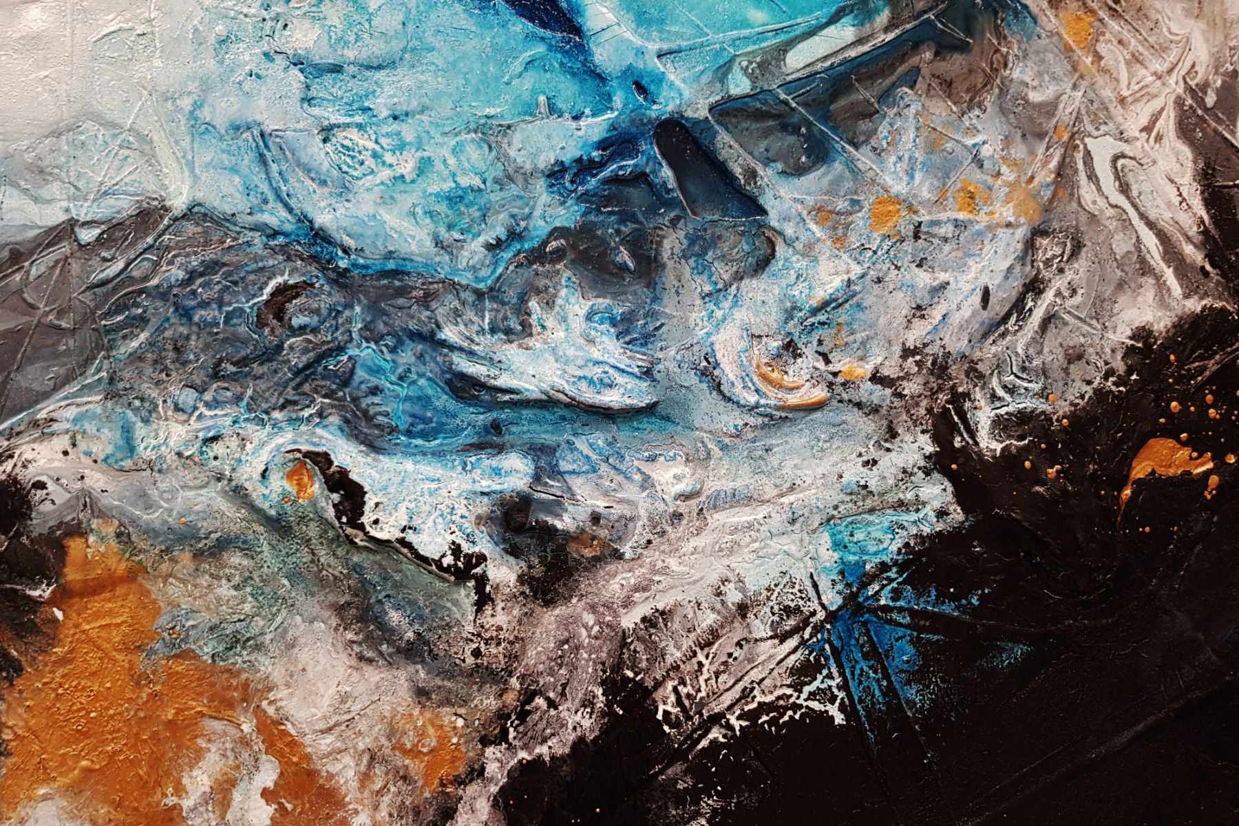 Cobalt Blue Marble Abstract Painting 106