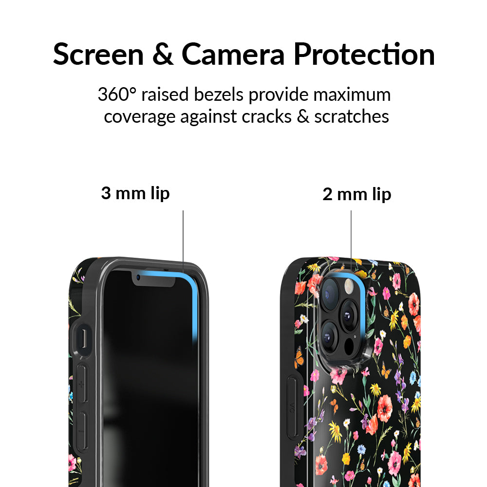 Premium Black Wildflower iPhone Case - Durable Protective Cover for iPhone [Model] - Perfect for Everyday Use, Travel & Outdoor Adventures