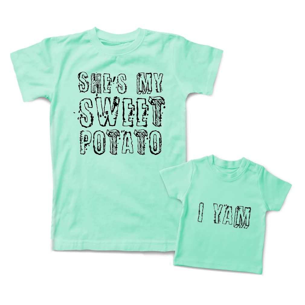 Mommy and Me Matching Outfits - She's My Sweet Potato Yes I Yam Style B Cotton - Perfect for Mother's Day, Family Photos & Special Occasions