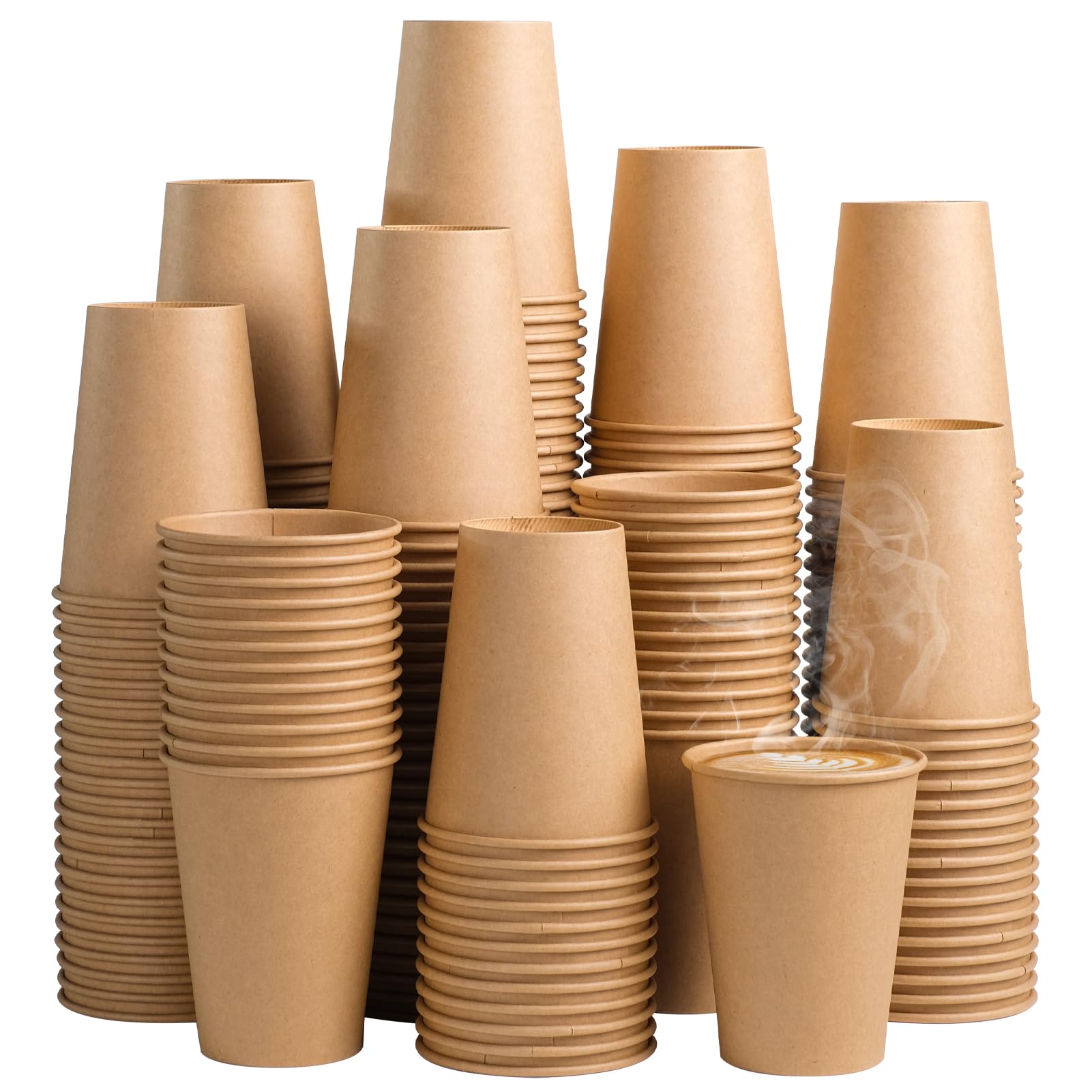 300 Pack 12 oz Unbleached Kraft Paper Cups | Eco-Friendly Disposable Coffee Cups for Hot & Cold Beverages | Thickened Design for Parties, Home, Cafes, Bistros & Offices | Perfect for Morning Coffee, Office Meetings & Outdoor Events (Brown)