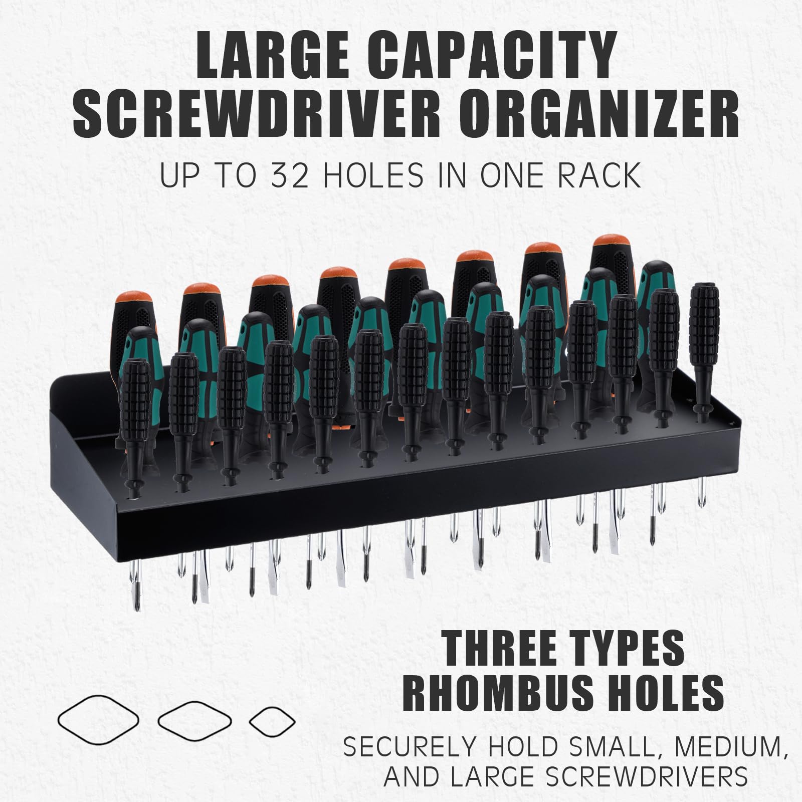 MorningRo Metal Wall Mount Tool Organizer - Screwdriver, Hammer & Plier Storage Rack for Workshop & Home Garage | Durable Tool Holder for DIY Projects & Professional Workspaces