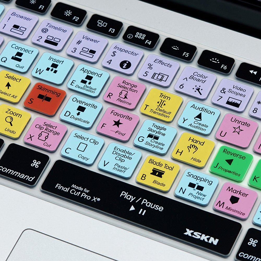 FCPX Shortcut Keyboard Cover for MacBook Pro & Air - Final Cut Pro X 10 Silicone Skin | Video Editing