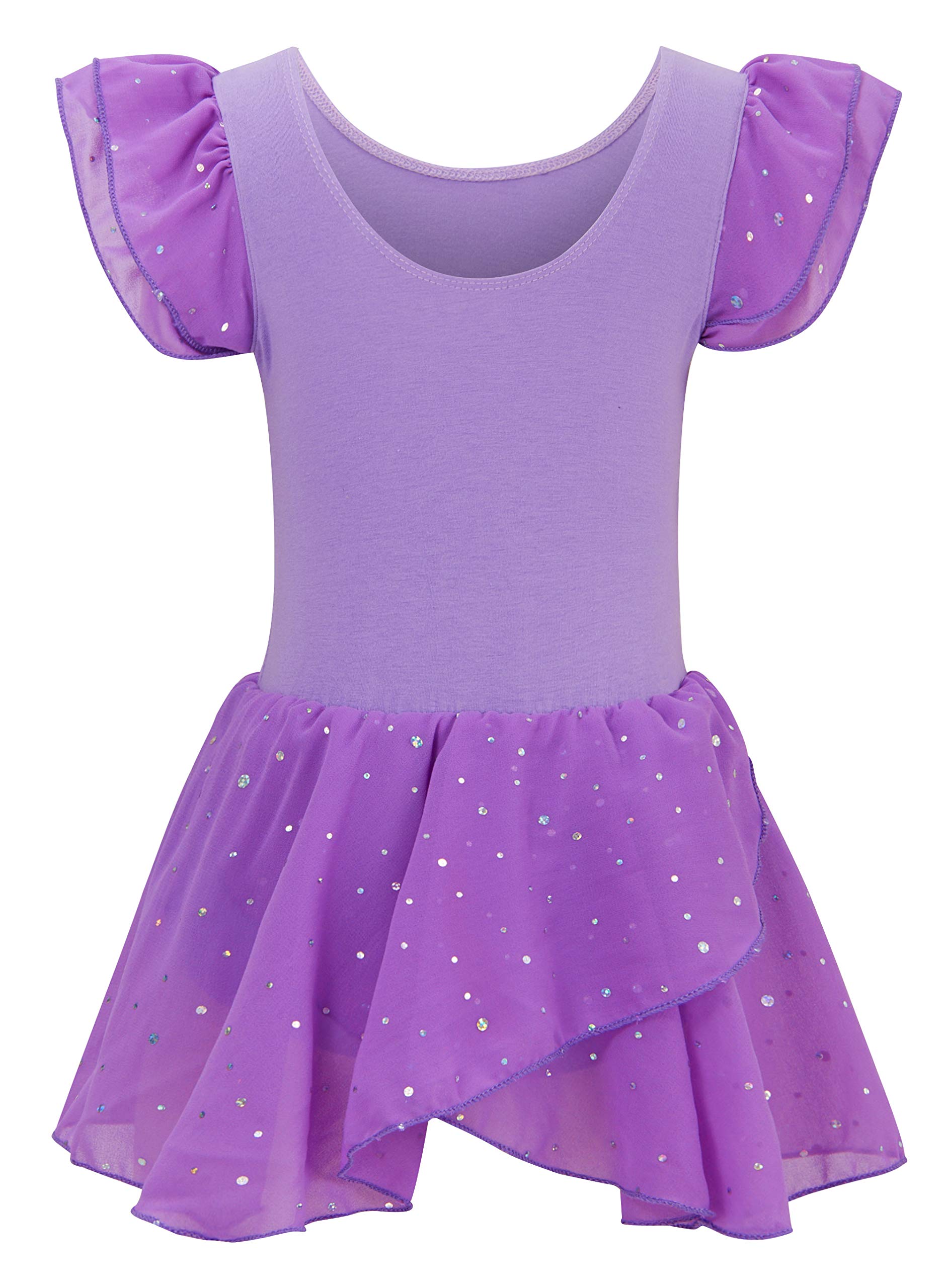 Sparkly Purple Ballet Tutu Leotard for Girls 8-9 Years - Gymnastics & Dance Dress with Skirt - Perfect for Recitals, Gym Practice, Ballet Performances, Birthday Parties & Photo Shoots