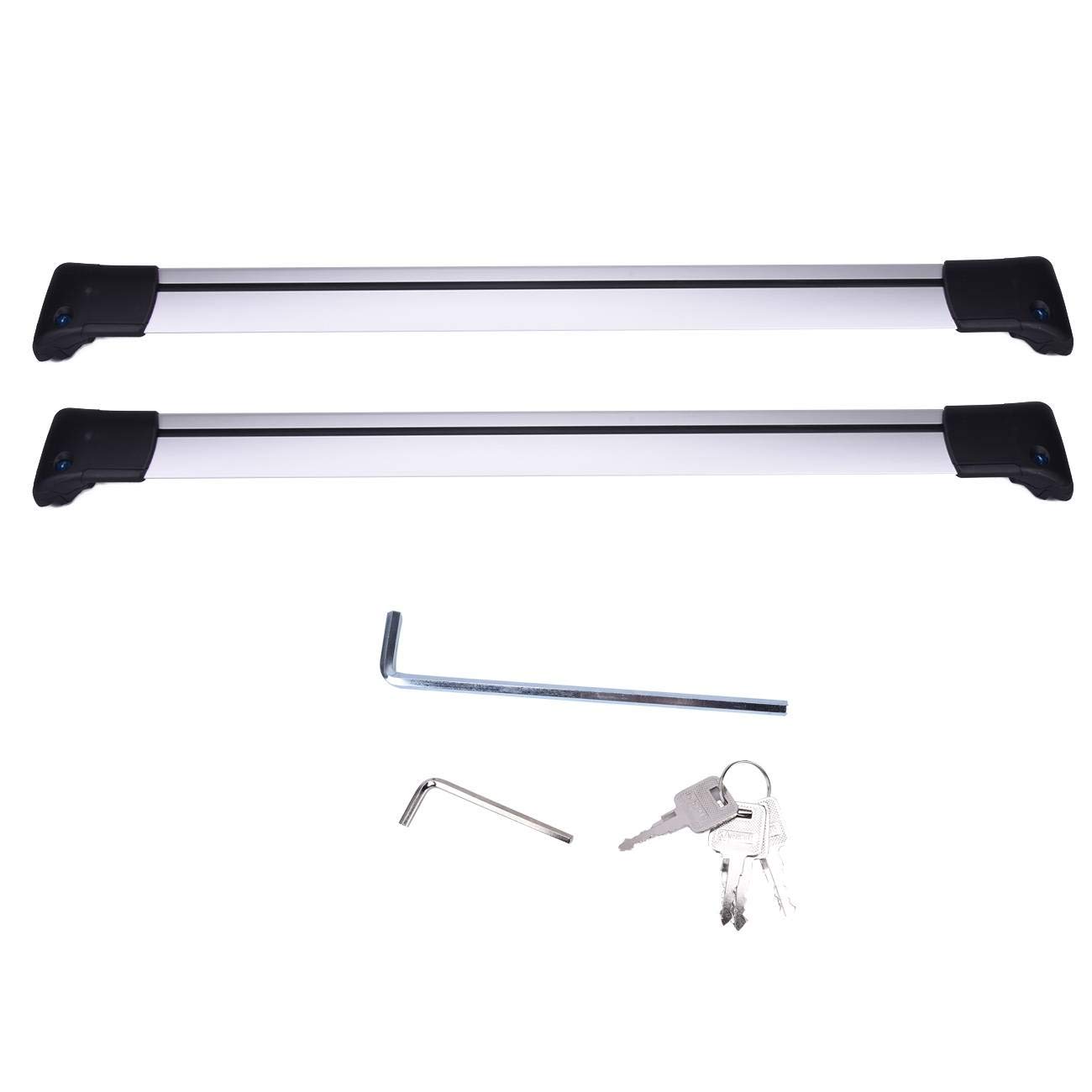 Aluminum Car Roof Cross Bars with Locks (36.6''-39'') - Universal Roof Rack for Luggage, Cargo & Sports Gear - Durable Aluminum Roof Rails for SUVs, Sedans & Trucks - Perfect for Road Trips, Camping & Outdoor Adventures