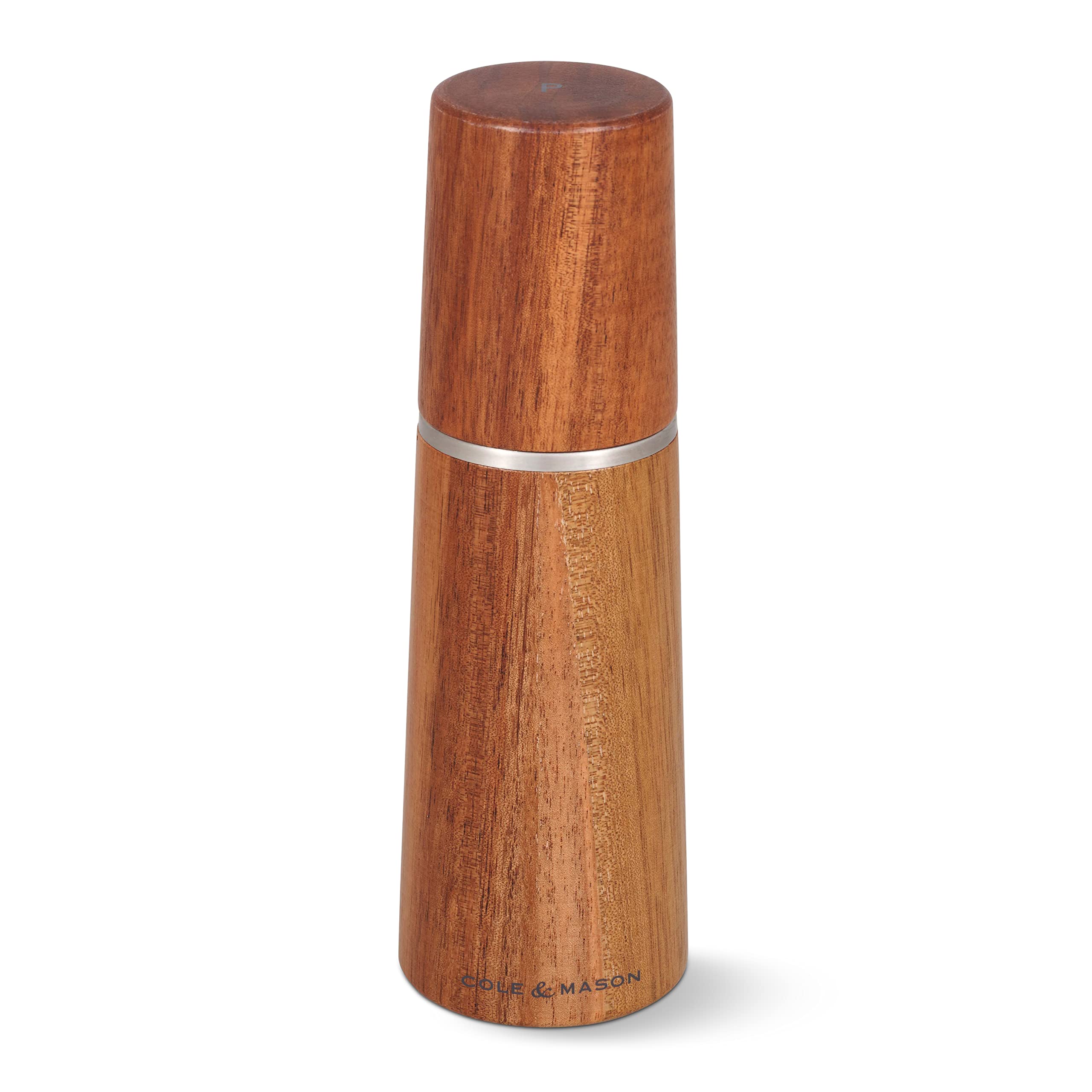 Cole & Mason Marlow Acacia Wood Pepper Mill - Precision+ Grinder, 185mm, Single with Lifetime Mechanism Guarantee - Perfect for Kitchen, Dining Table & Gourmet Cooking