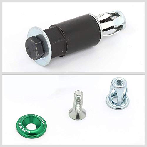 NRG Innovations FW-100GN 10-Piece 20MM Wide Fender Washer Kit with Bolts & Blind Spot Mirror - Green Washers, Silver Bolts, Metal Rivets for Car, Truck, Motorcycle Accessories & DIY Automotive Projects