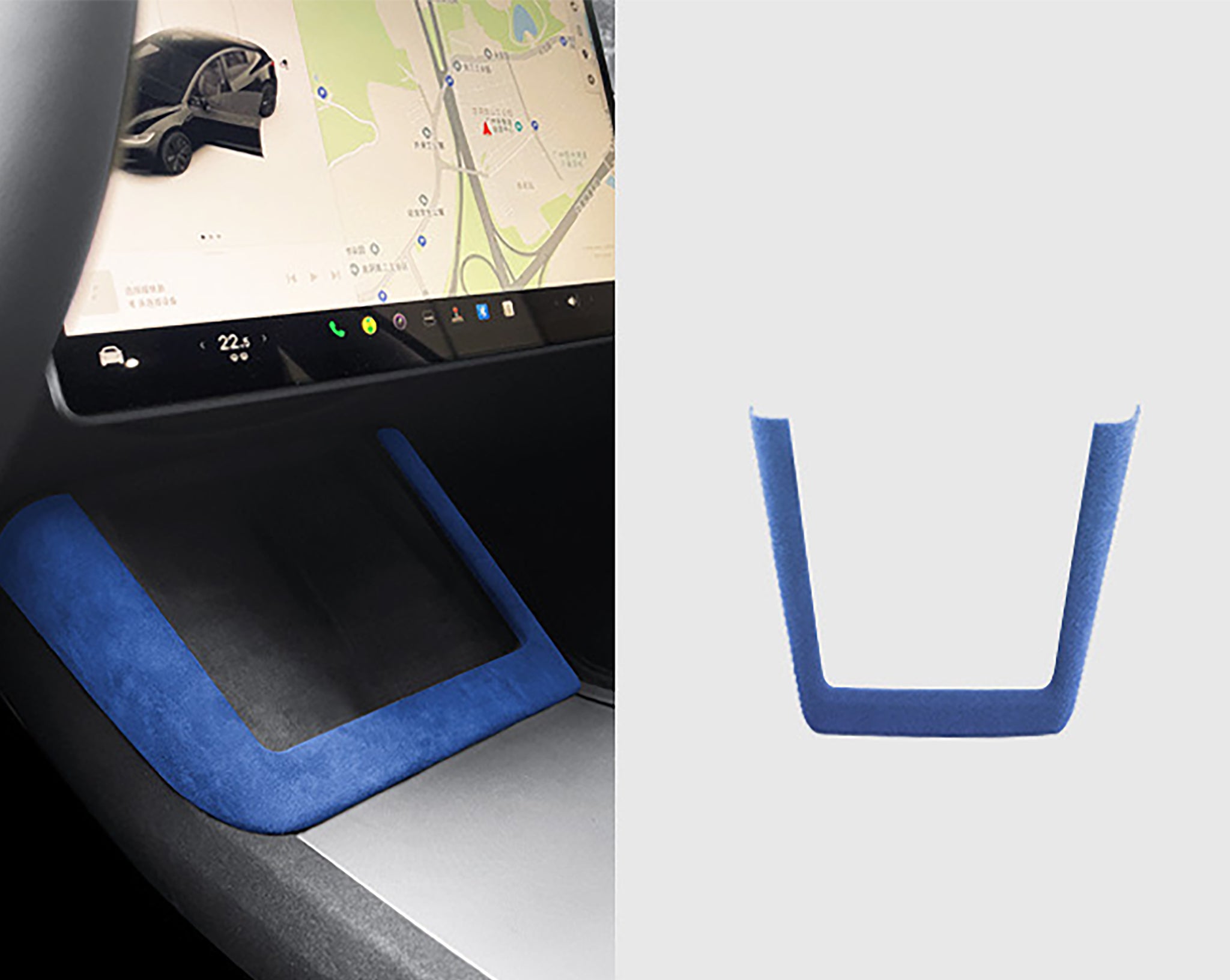 Tesla Alcantara Wireless Charging Pad Frame Cover Compatible with 2024+ Model 3 Highland & 2025+ Model Y Juniper - Premium Car Accessories for Enhanced Interior & Phone Charging Convenience