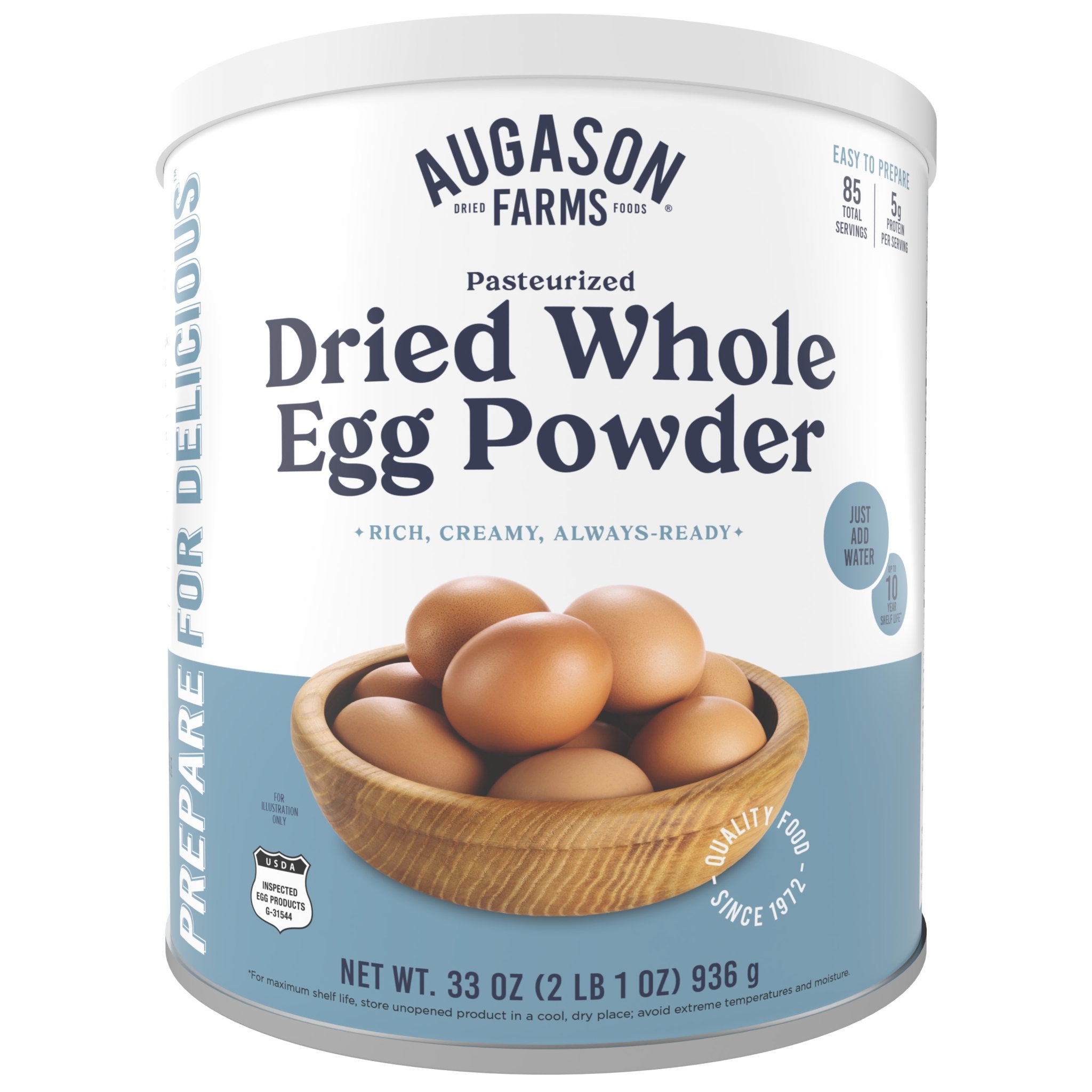 Pasteurized Dried Whole Egg Powder Can - 85 Servings | High Protein, Long Shelf Life | Perfect for Baking, Cooking & Emergency Food Storage