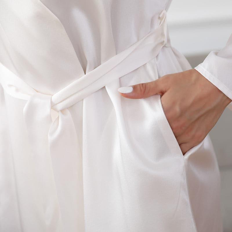Luxury Women's 100% Pure Silk Short Robe - Machine Washable & Breathable - Perfect for Spa, Bridal, Loungewear & Relaxation at Home