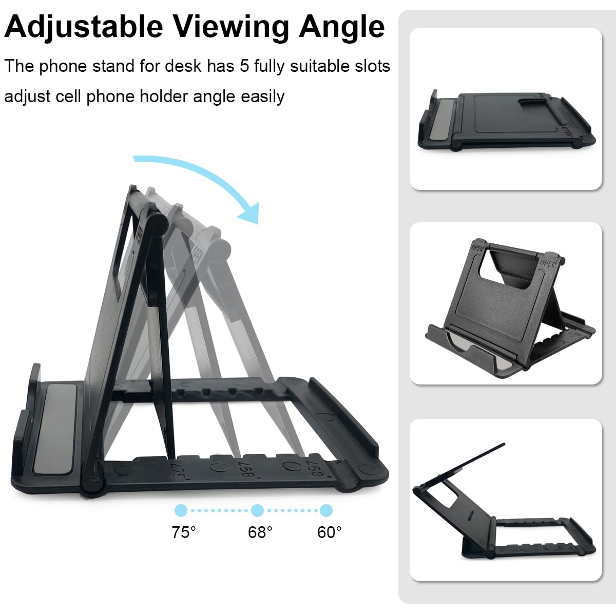 2 Pack Foldable Phone Stand Holder for Desk - Compatible with iPhone 15/14/13/12/11 Pro/XS/XS Max/XR/X/8, Nintendo Switch & All Smartphones (Black & White) - Perfect for Home Office, Gaming & Video Watching