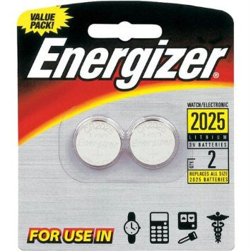 Energizer 3V CR2025 Lithium Coin Battery (2-Pack) - Perfect for Watches, Calculators, Key Fobs & Small Electronics