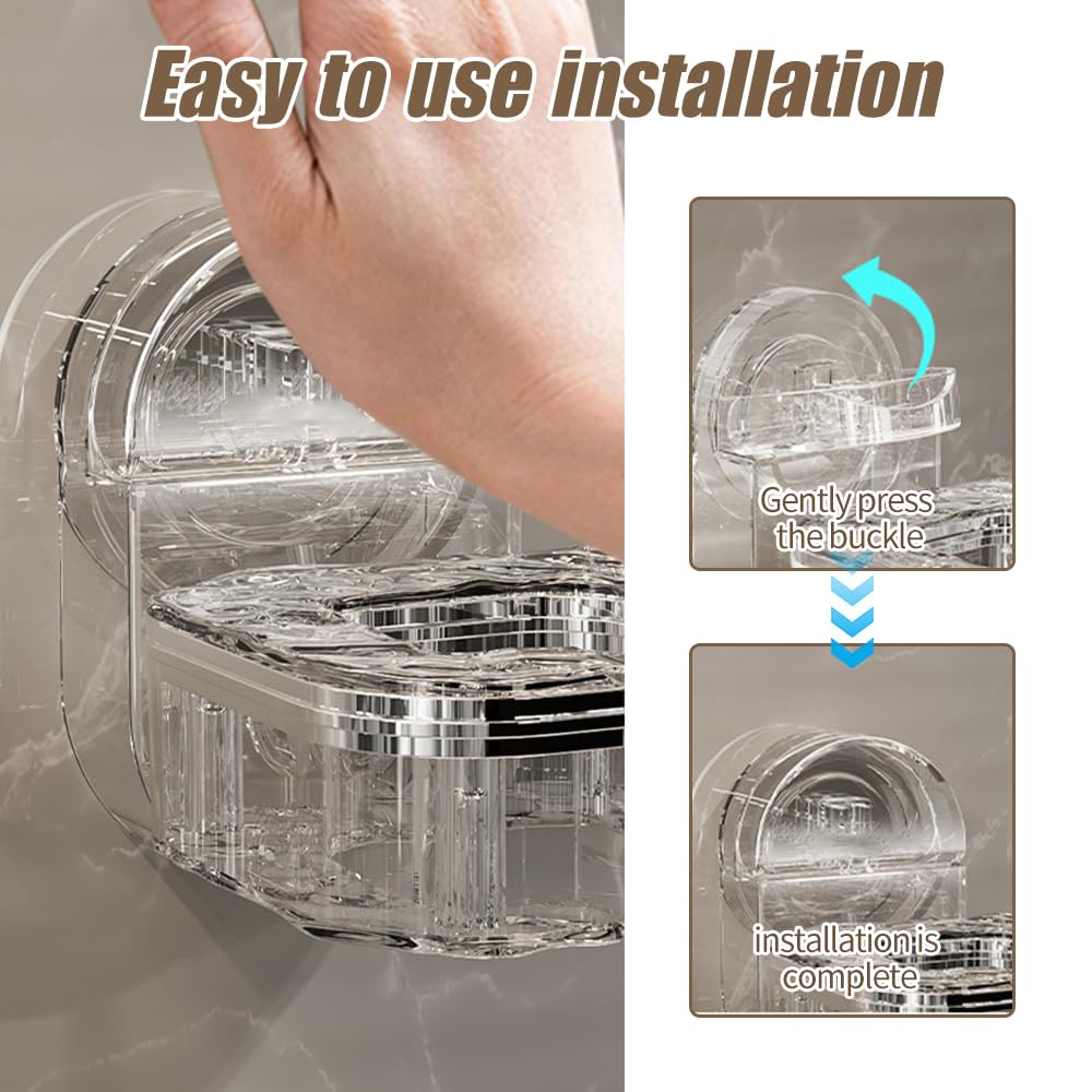 2025 Upgraded Rotating Hair Dryer Rack - Punch-Free Wall Mount Organizer for Hair Dryers & Straighteners | Transparent Silver Styling Tool Holder | Perfect for Bathroom, Salon & Home Organization