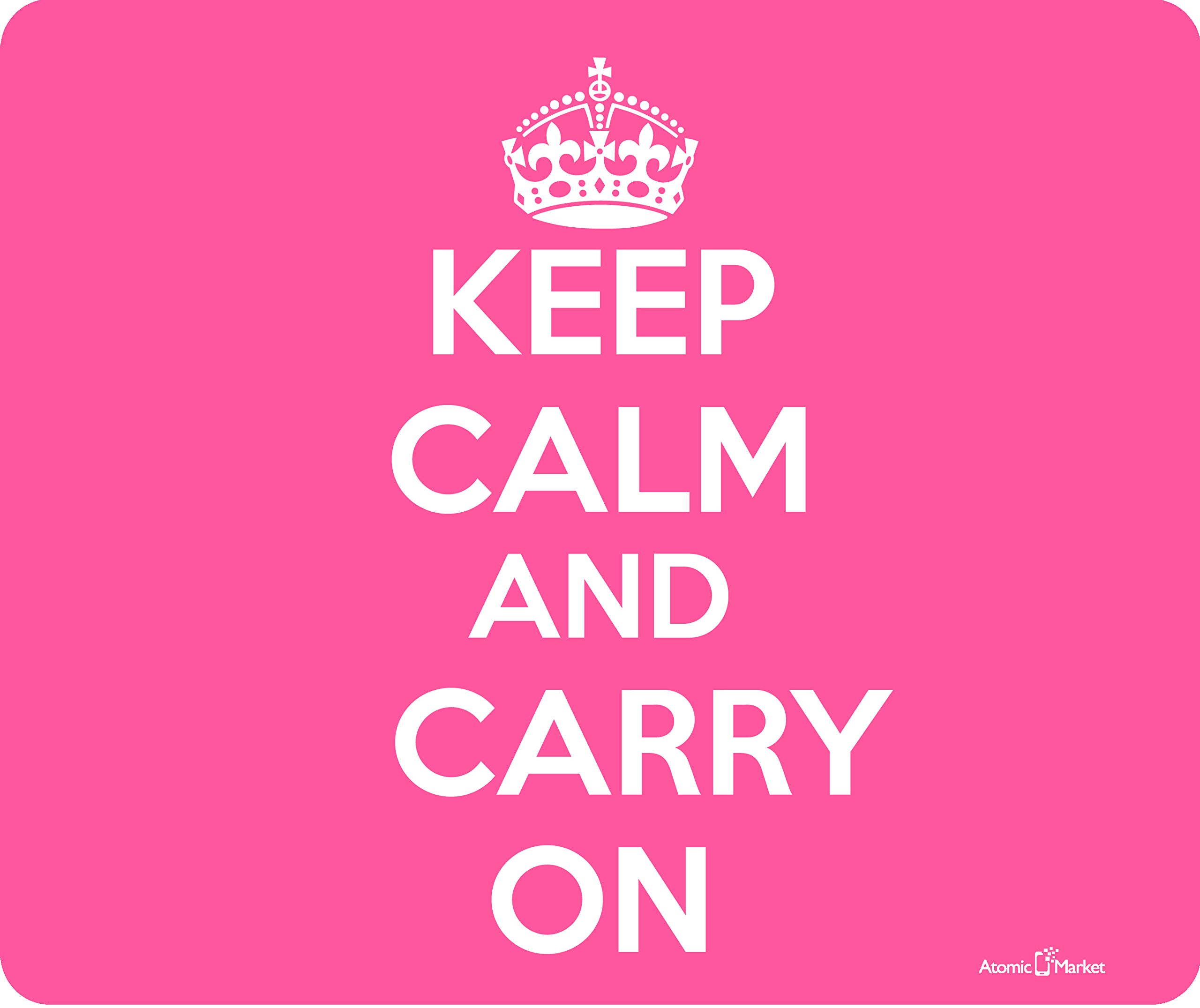 Pink Keep Calm and Carry On Thick Mouse Pad - Large Non-Slip Cushioned Desk Mat for Office, Gaming & Computer Workstations