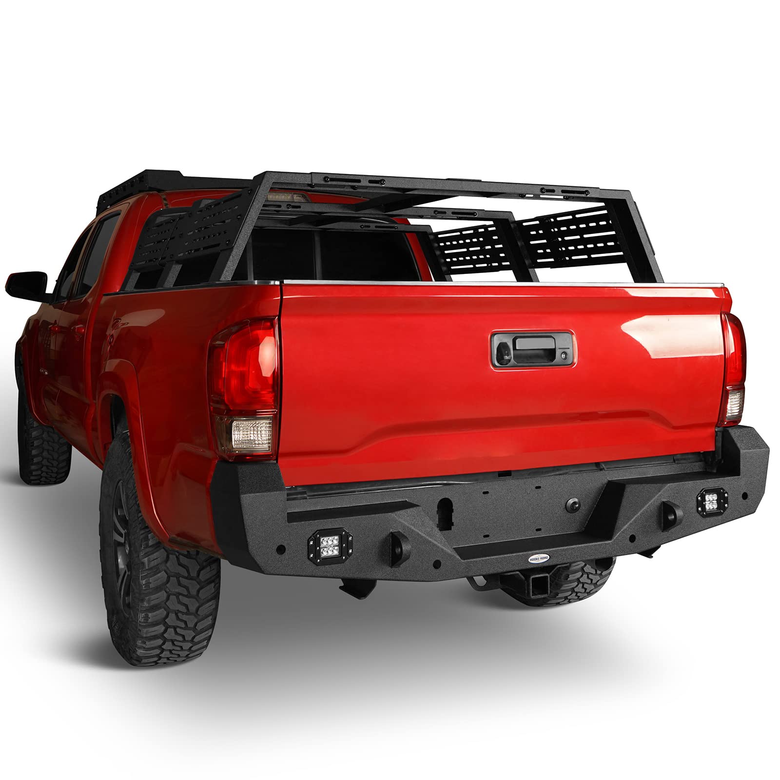 Hooke Road Heavy Duty Rear Bumper with 2×18W LED Lights for 2016-2023 Toyota Tacoma 3rd Gen | Off-Road Protection & Enhanced Visibility for Adventure Trucks