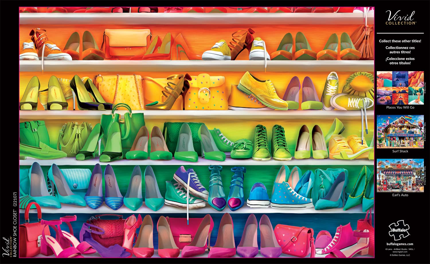 Buffalo Games Lena ArtBeat Studio Rainbow Shoe Closet 300 Piece Jigsaw Puzzle - Family Friendly Challenging Puzzle for Adults & Kids - Perfect for Game Nights, Birthday Gifts & Rainy Day Activities