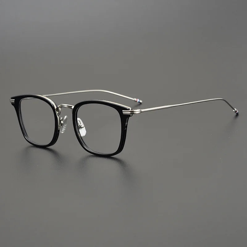 Stylish Unisex Black Square Acetate Eyeglasses with Alloy Frame - Perfect for Work, Reading & Fashion Accessories