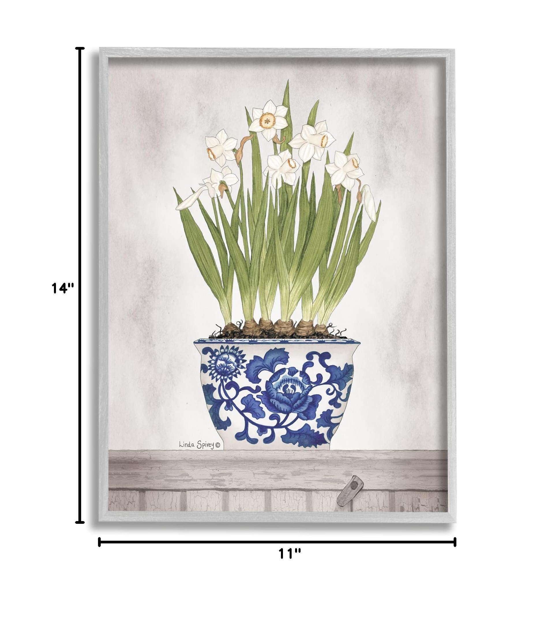 Stupell Industries Traditional Daffodil Flowers Porcelain Bowl - Linda Spivey Floral Design - Elegant Tableware for Dining, Home Decor & Countryside Kitchen