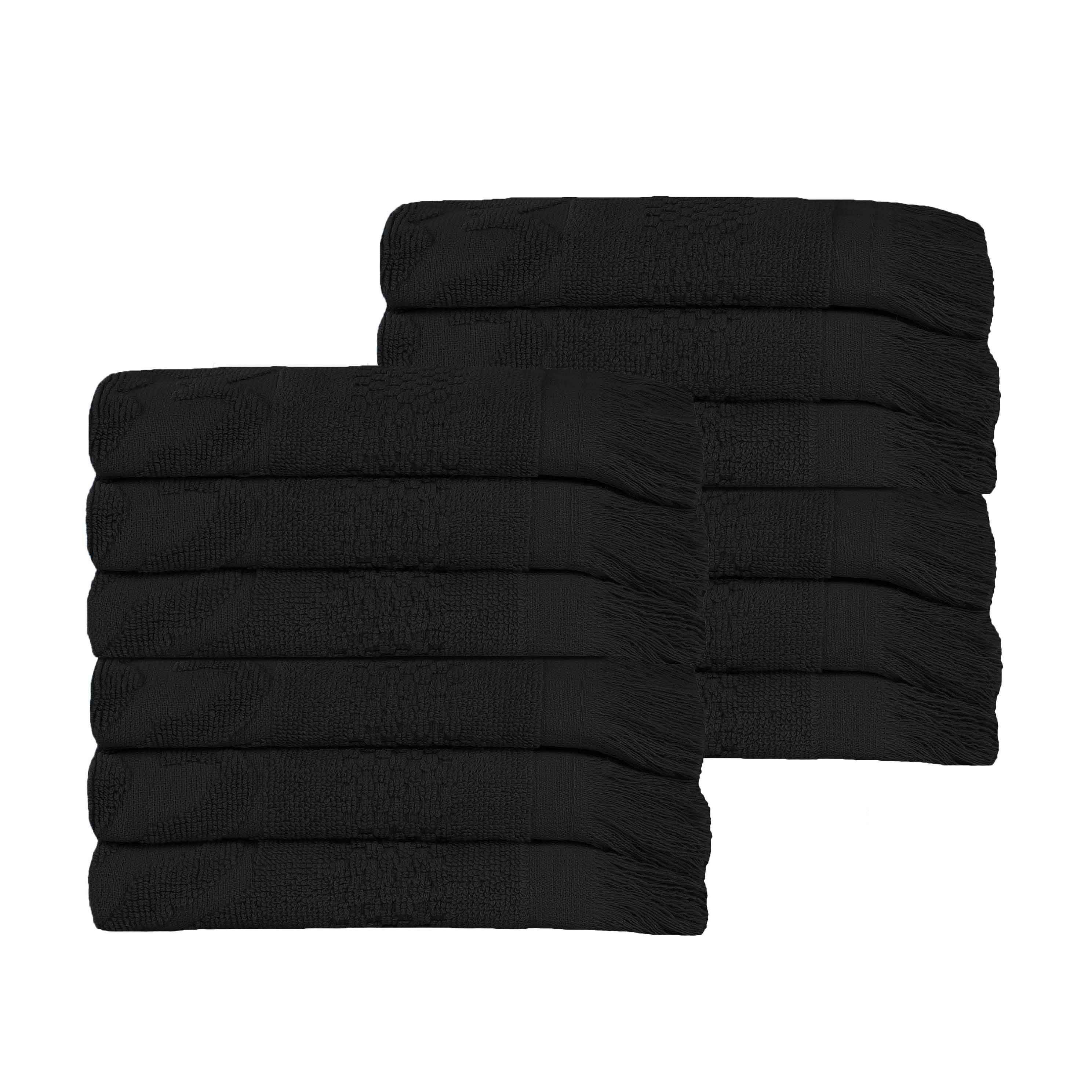 Premium Rolla Cotton Geometric Jacquard Plush Face Towels & Washcloths - Soft Bath Towel Set of 12 for Spa, Baby Care & Luxury Bathroom Essentials