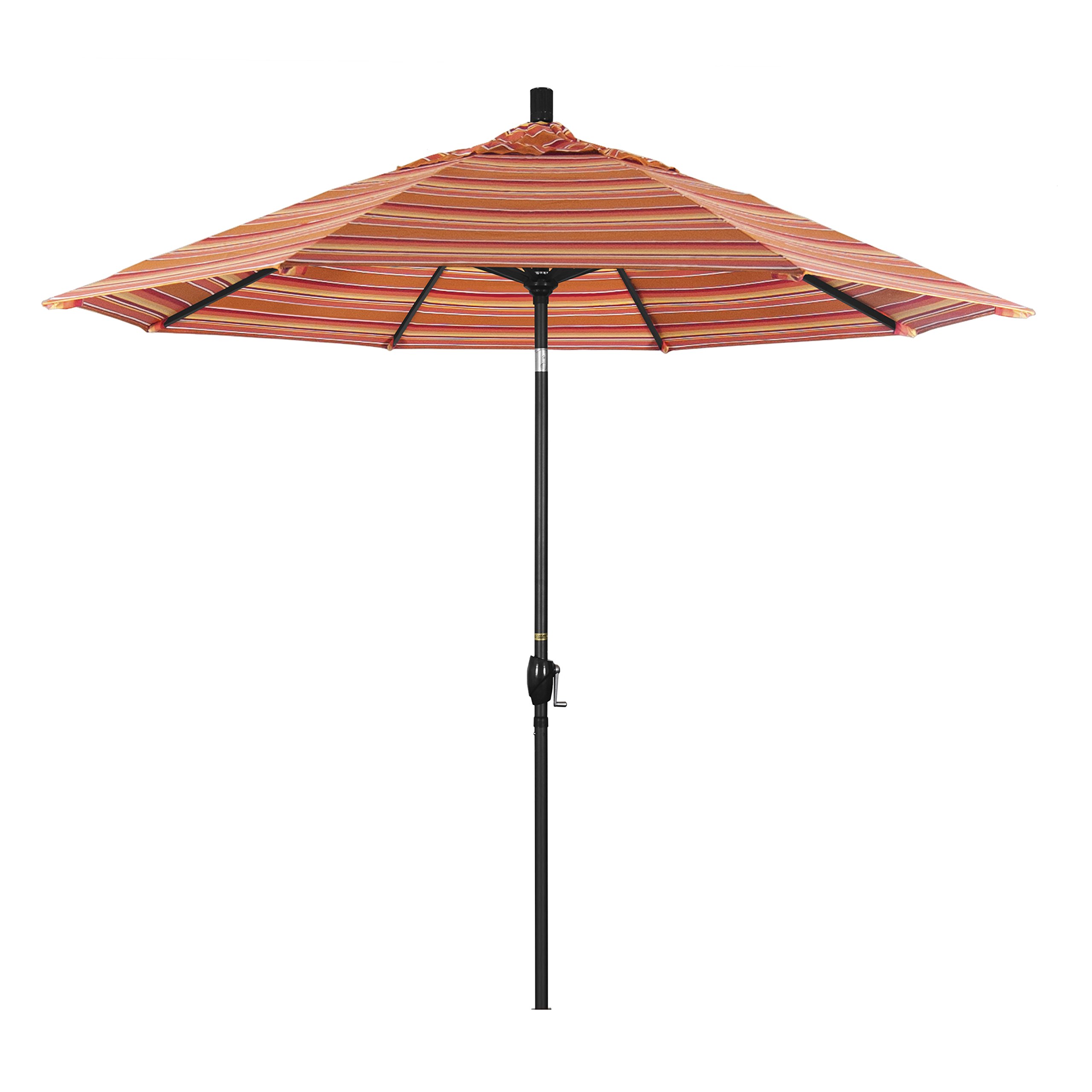 9' Round Aluminum Market Umbrella with Crank Lift & Push Button Tilt - Black Pole & Sunbrella Dolce Mango Fabric - Perfect for Patio, Garden, Poolside and Outdoor Dining Areas