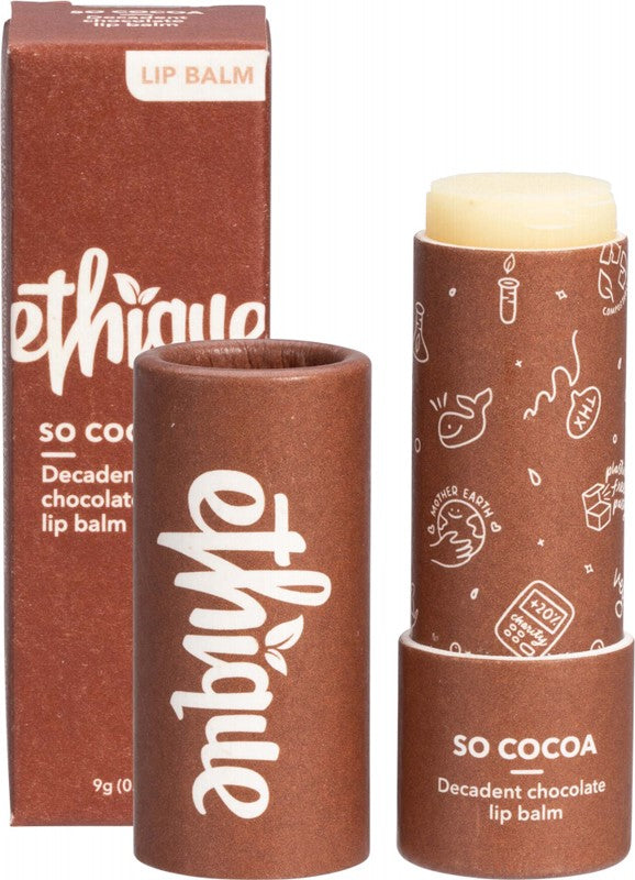 Ethique So Cocoa Chocolate Lip Balm - Organic, Vegan & Cruelty-Free Moisturizing Lip Care for Dry, Chapped Lips - Perfect for Winter, Travel & Daily Hydration