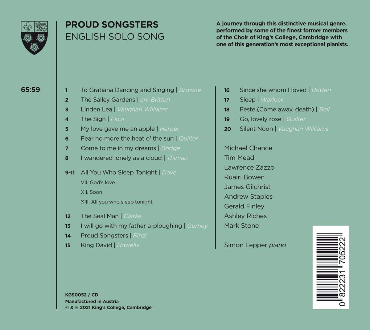 Proud Songsters: English Solo Song Collection | Classical & Contemporary Vocal Music for Performances, Recitals & Home Enjoyment