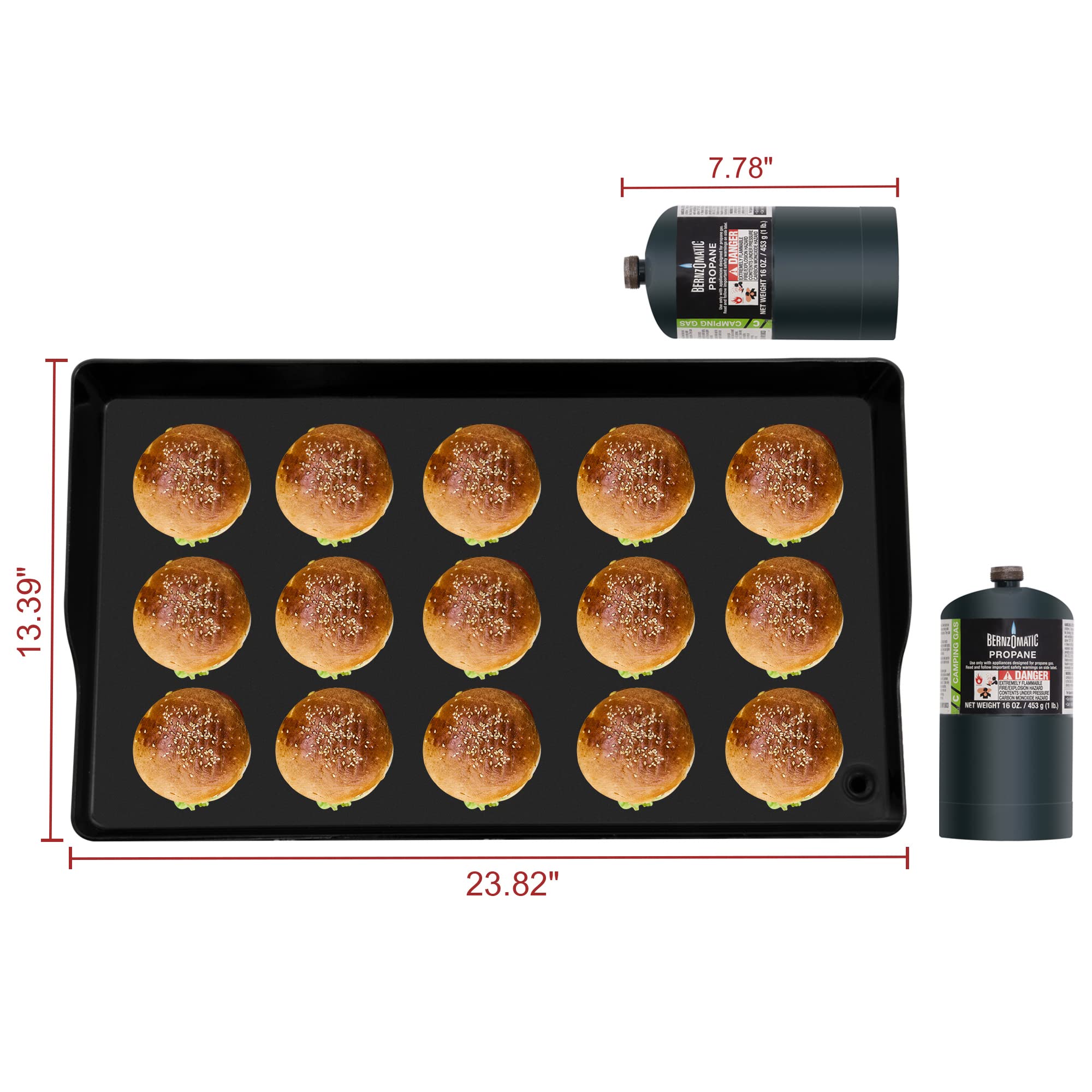 Royal Gourmet PD1301S 24-Inch Portable 3-Burner Gas Grill Griddle with Cover - 25,500 BTU Outdoor Cooking for Camping, Tailgating, Backyard BBQs & Picnics - Black
