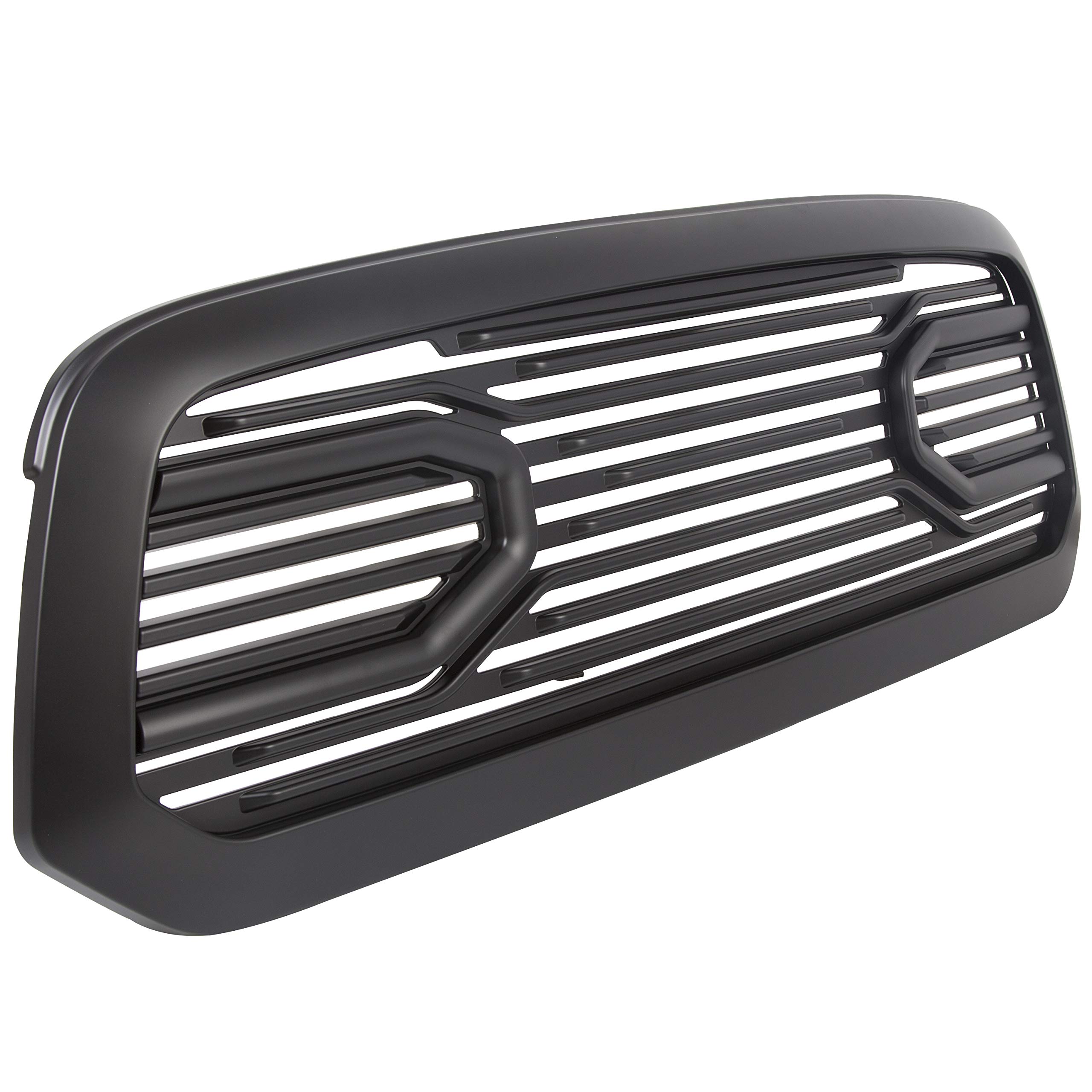 ECOTRIC Front Replacement Shell Grille Compatible With 2013-2018 Dodge RAM 1500 (Without Light) Black Big Horn Grill - Upgrade Your Truck's Style for Off-Roading & Daily Driving