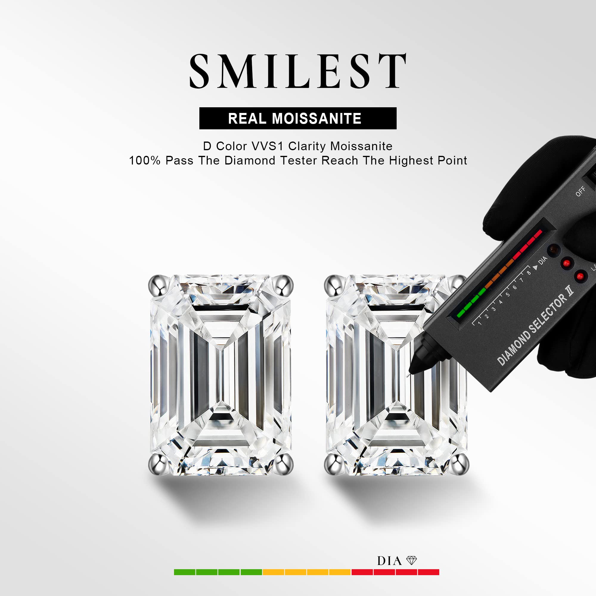 0.8-2CT Emerald Cut Moissanite Stud Earrings for Women & Men | D Color VVS1 Clarity Lab-Created | 925 Sterling Silver Jewelry | Perfect Birthday, Anniversary & Wedding Gift | Elegant for Office, Party & Special Occasions