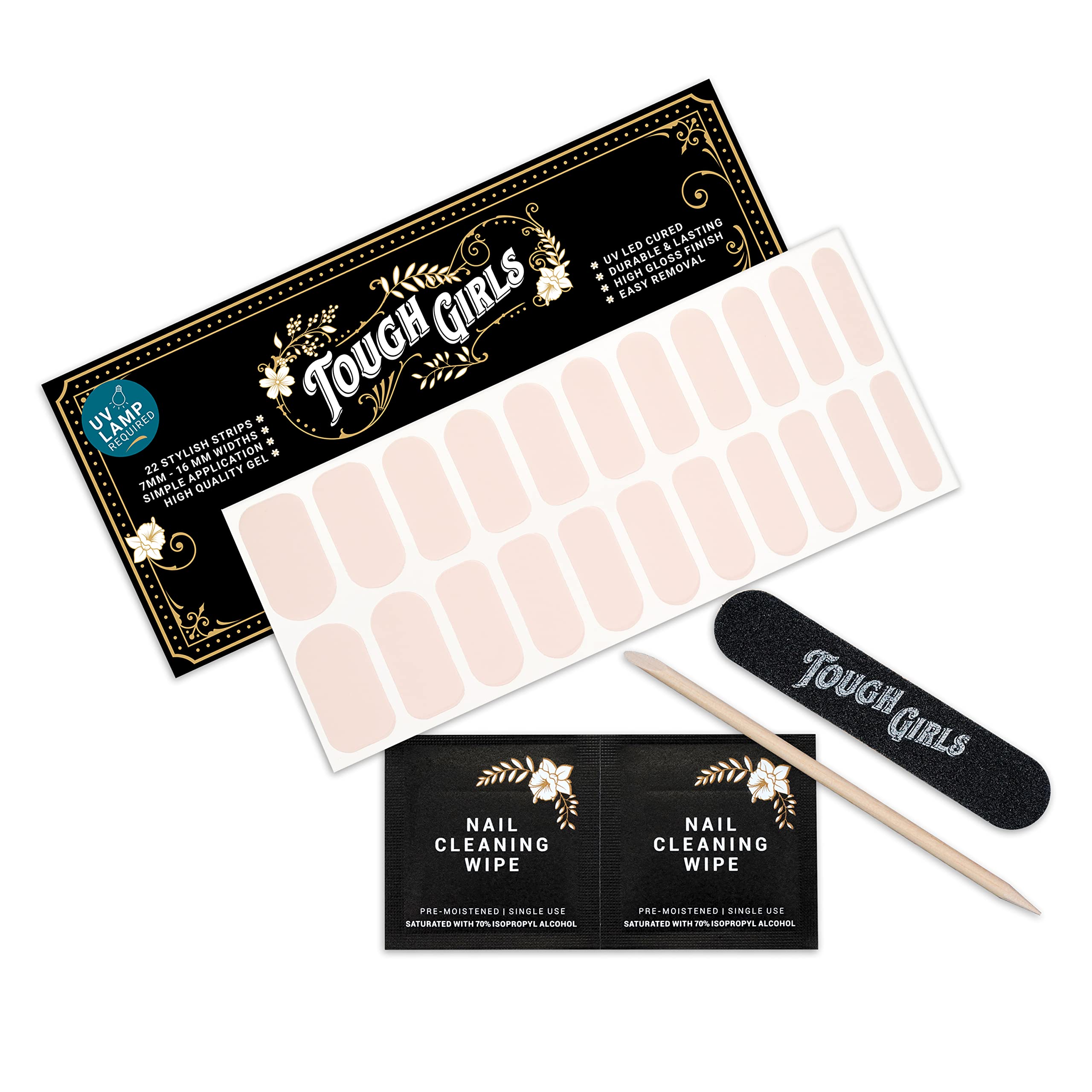 22 Premium Semi-Cured Gel Nail Polish Strips with Application Accessories (Pink) - Perfect for Home Manicures & Nail Art Designs