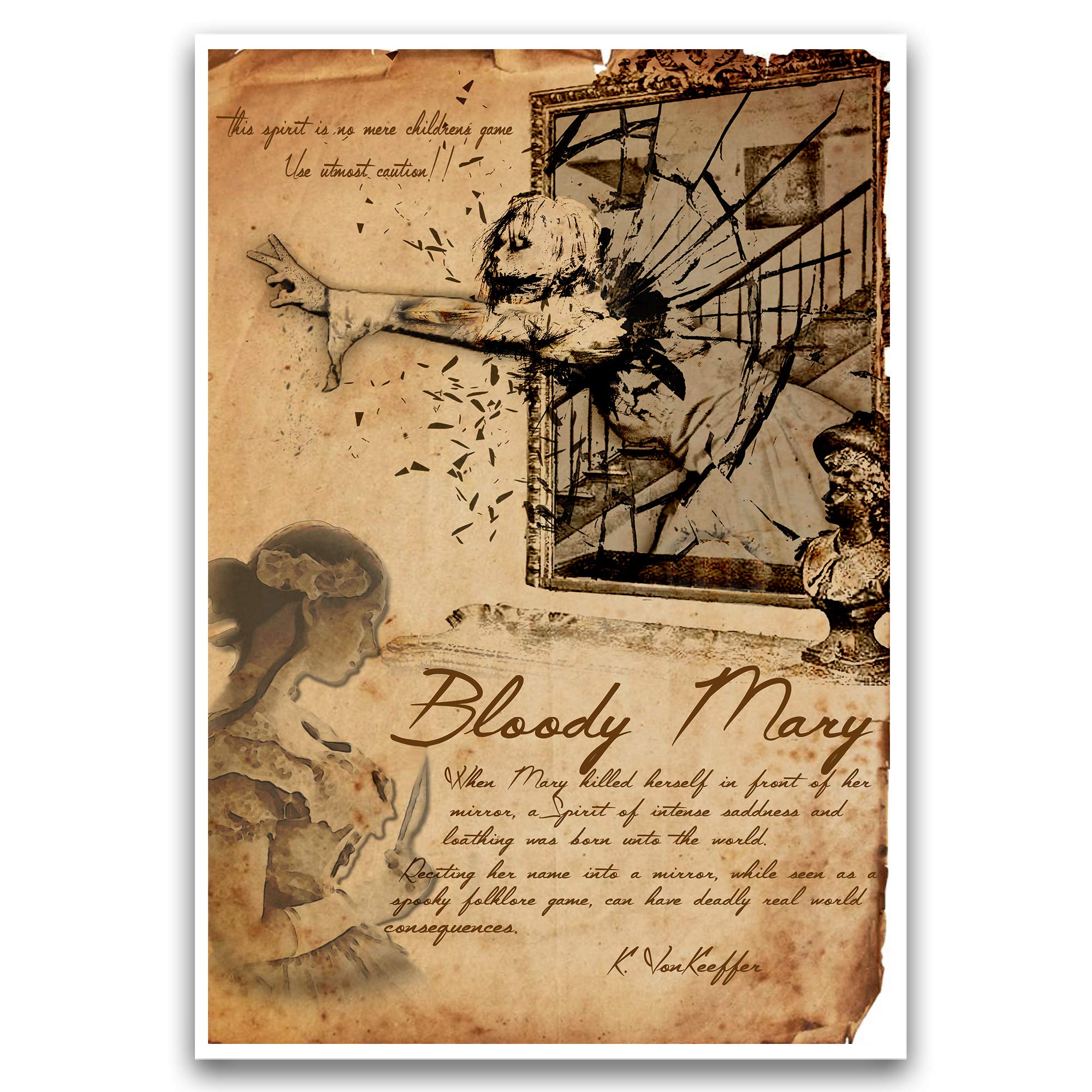 Bloody Mary Art Print - American Folklore Myths, Monsters & Cryptid Wall Decor - Perfect for Halloween, Gothic Home Decor & Horror Fans