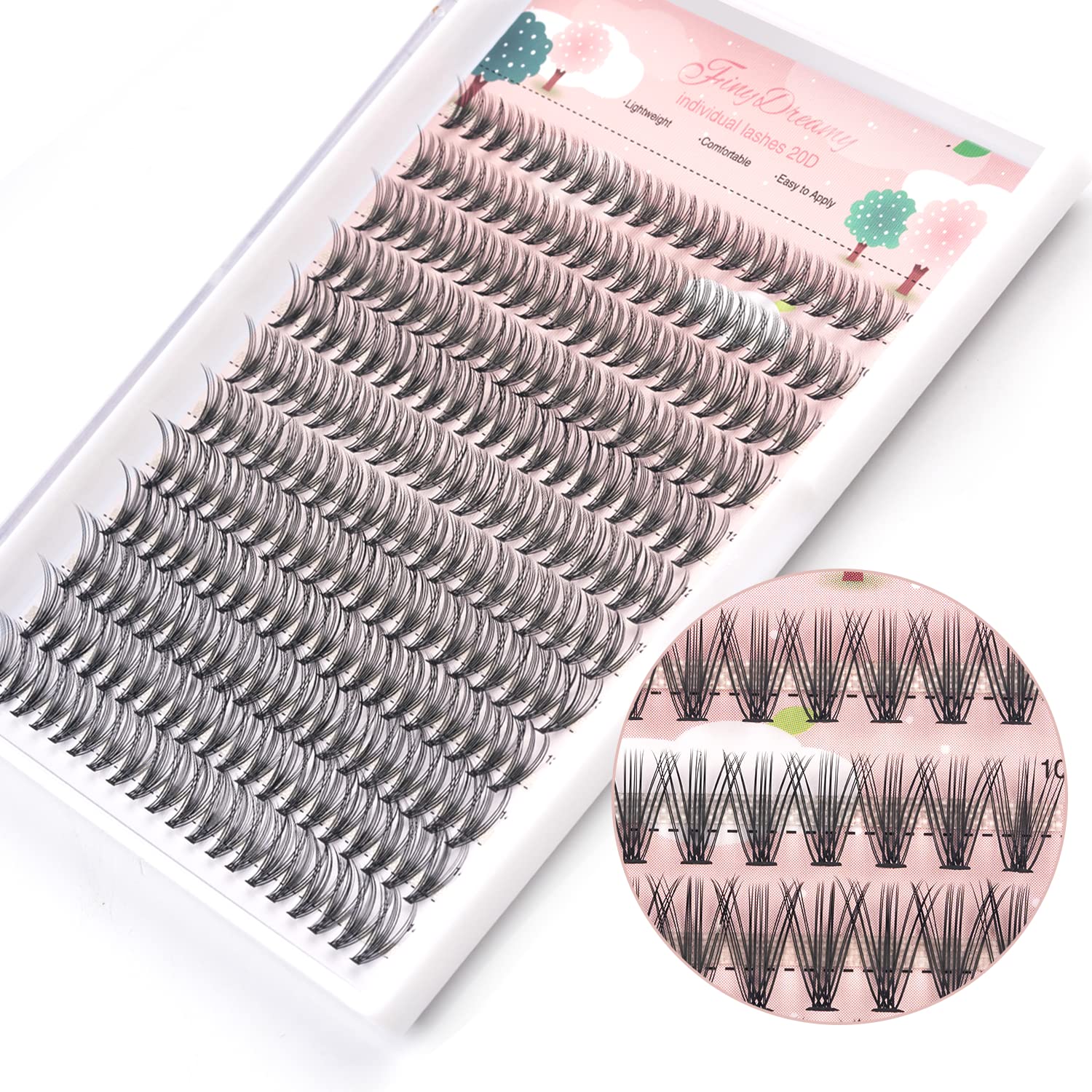20D Lash Clusters - 240pcs Individual Volume Eyelash Extensions, 10-14mm Mixed Lengths, 20 Roots C Curl 0.07mm Thin Lashes for Natural Look | Perfect for Daily Wear, Special Occasions & Professional Makeup Artists