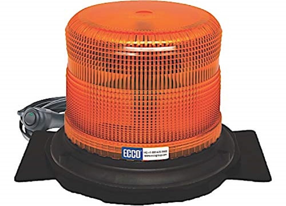ECCO LED Beacon Light - Pulse II Low Profile 12-48VDC with 11 Flash Patterns & High Bond Tape (Amber) - Perfect for Emergency Vehicles, Construction Sites & Traffic Safety