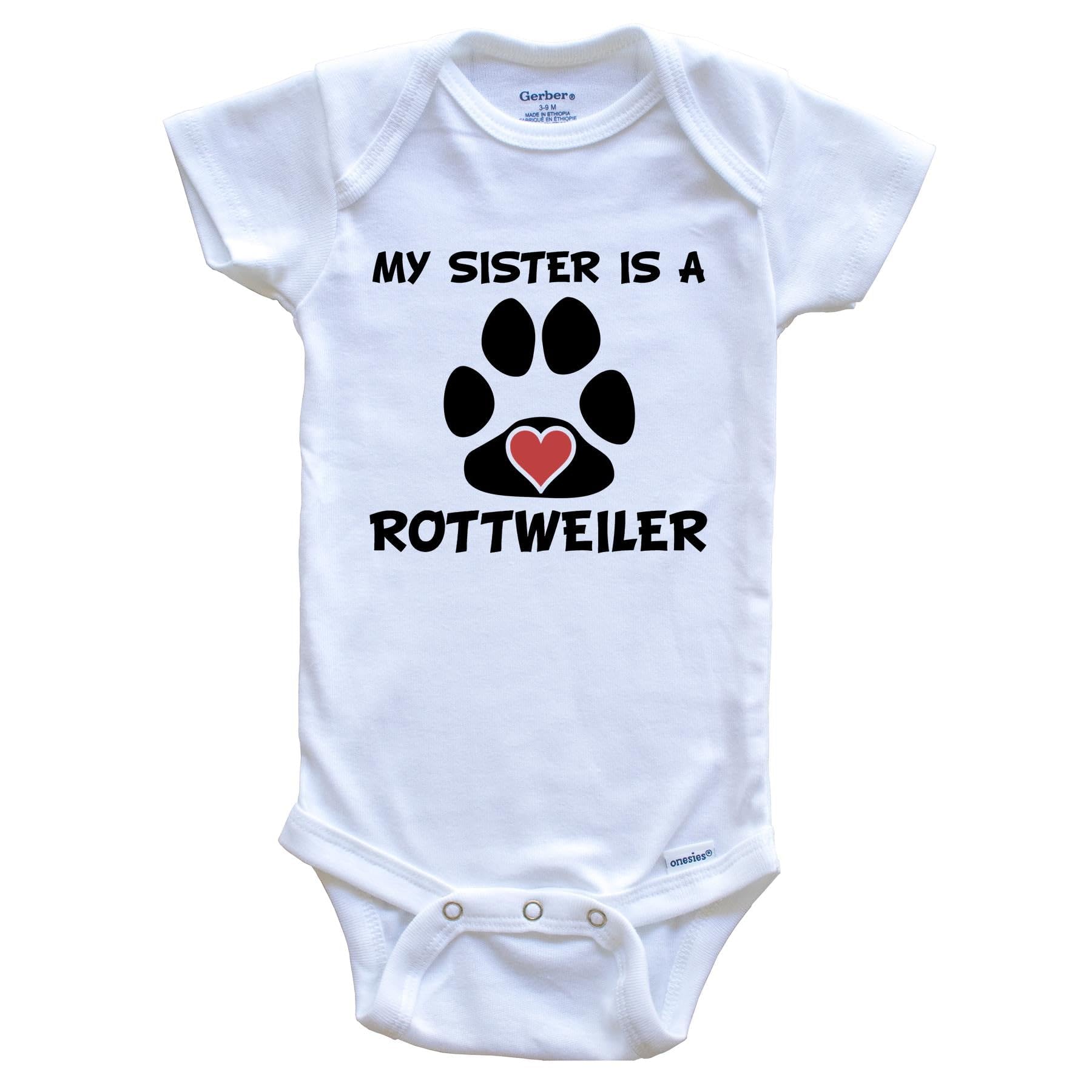 My Sister is A Rottweiler Onesie - Cute Dog Print Baby Bodysuit for Newborns & Infants - Perfect for Family Photos, Pet Lovers & Dog-Themed Parties