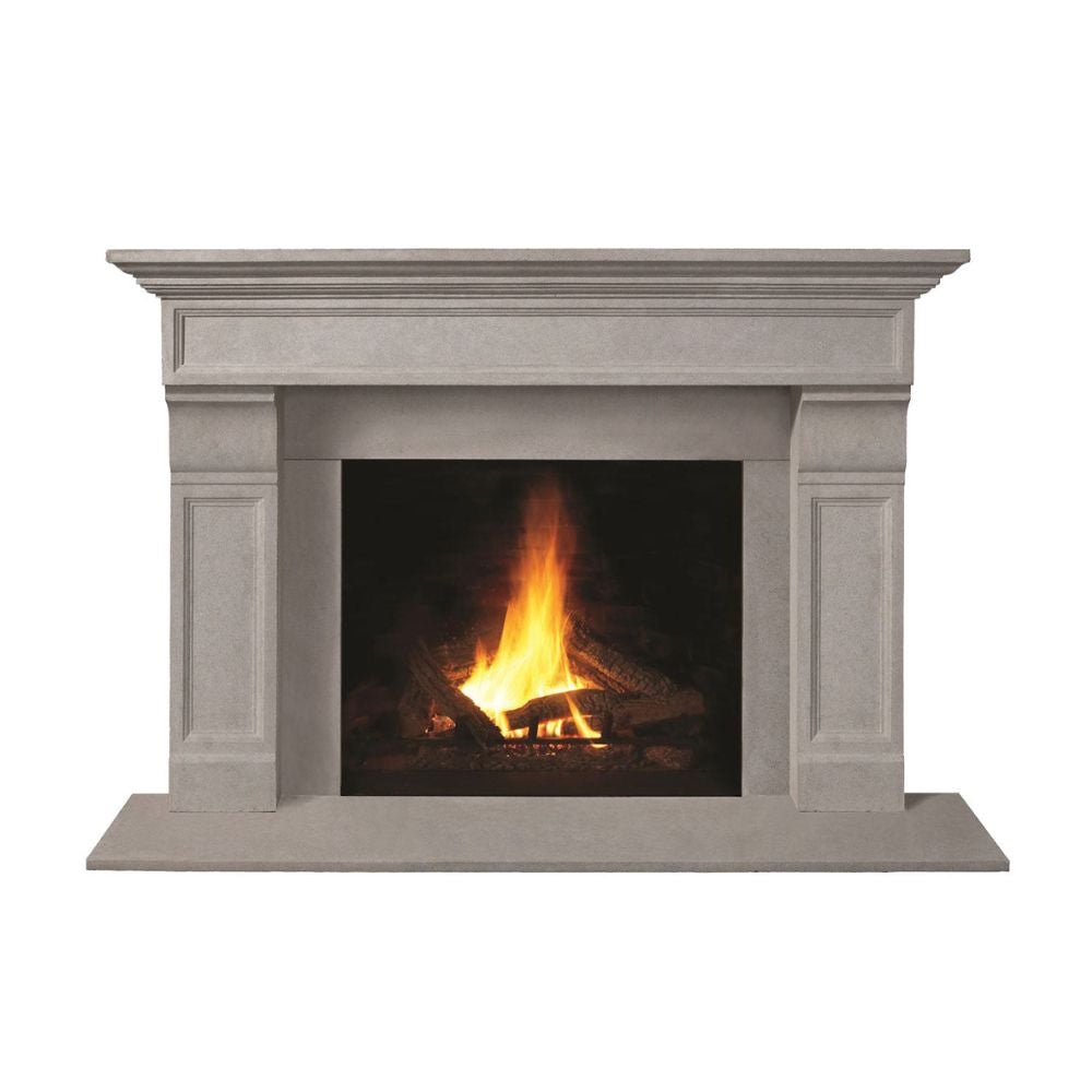 Omega 1111.511 GS 77-Inch Cast Stone Fireplace Mantel Surround - Classic 3-Piece Set for Living Room & Dining Room Home Decor