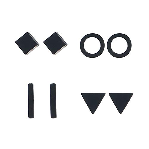 A8：4 pairs black solid earrings set