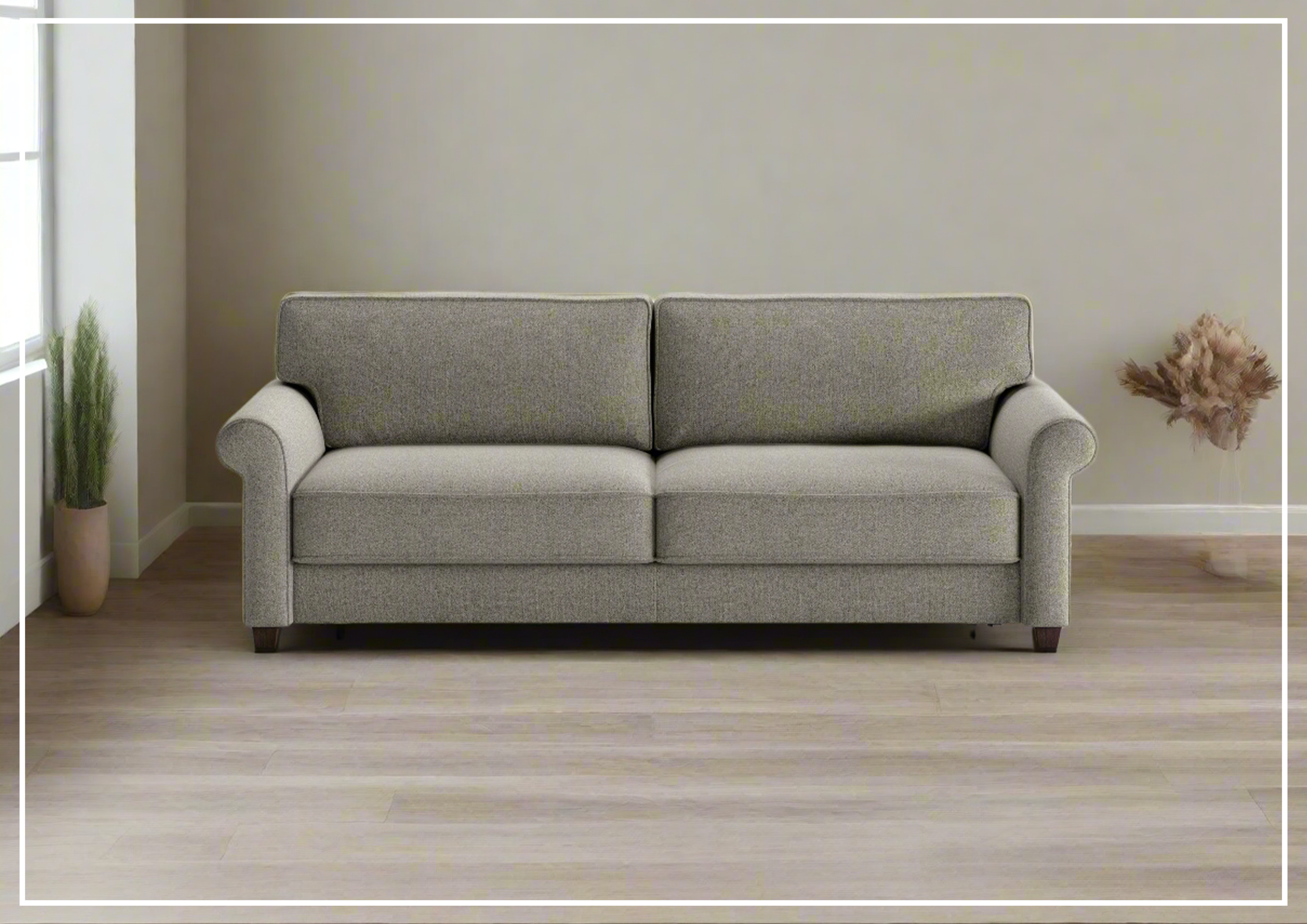 Luonto Casey Fabric Sofa Sleeper - Convertible Sleeper Sofa Bed with Walnut Legs in Multiple Sizes (Queen, Full, Twin) - Perfect for Small Apartments, Guest Rooms & Home Offices