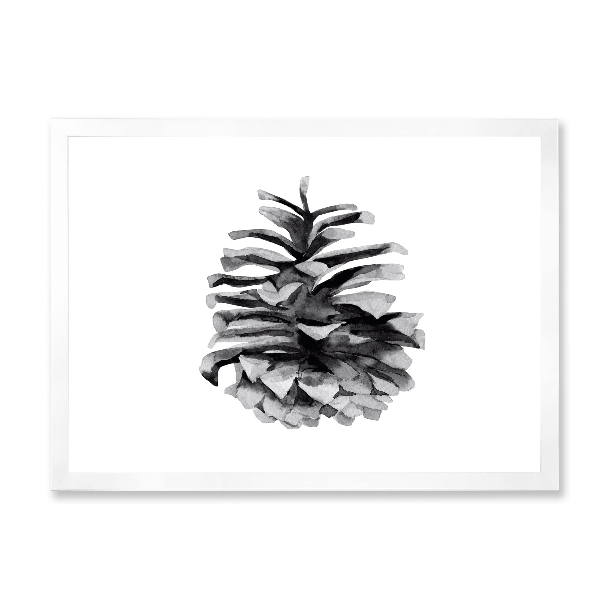 DesignQ Conifer Cone Monochrome Traditional Framed Wall Art - Elegant Home Decor for Living Room, Bedroom & Office