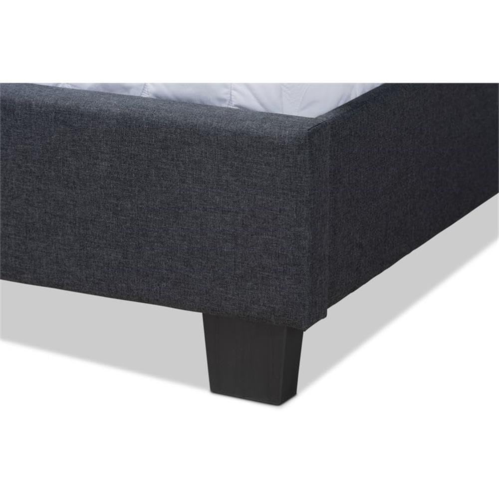 BOWERY HILL Modern Fabric Upholstered Full Size Bed Frame with Headboard - Dark Gray Upholstered Bedroom Furniture for Master Bedroom & Guest Room