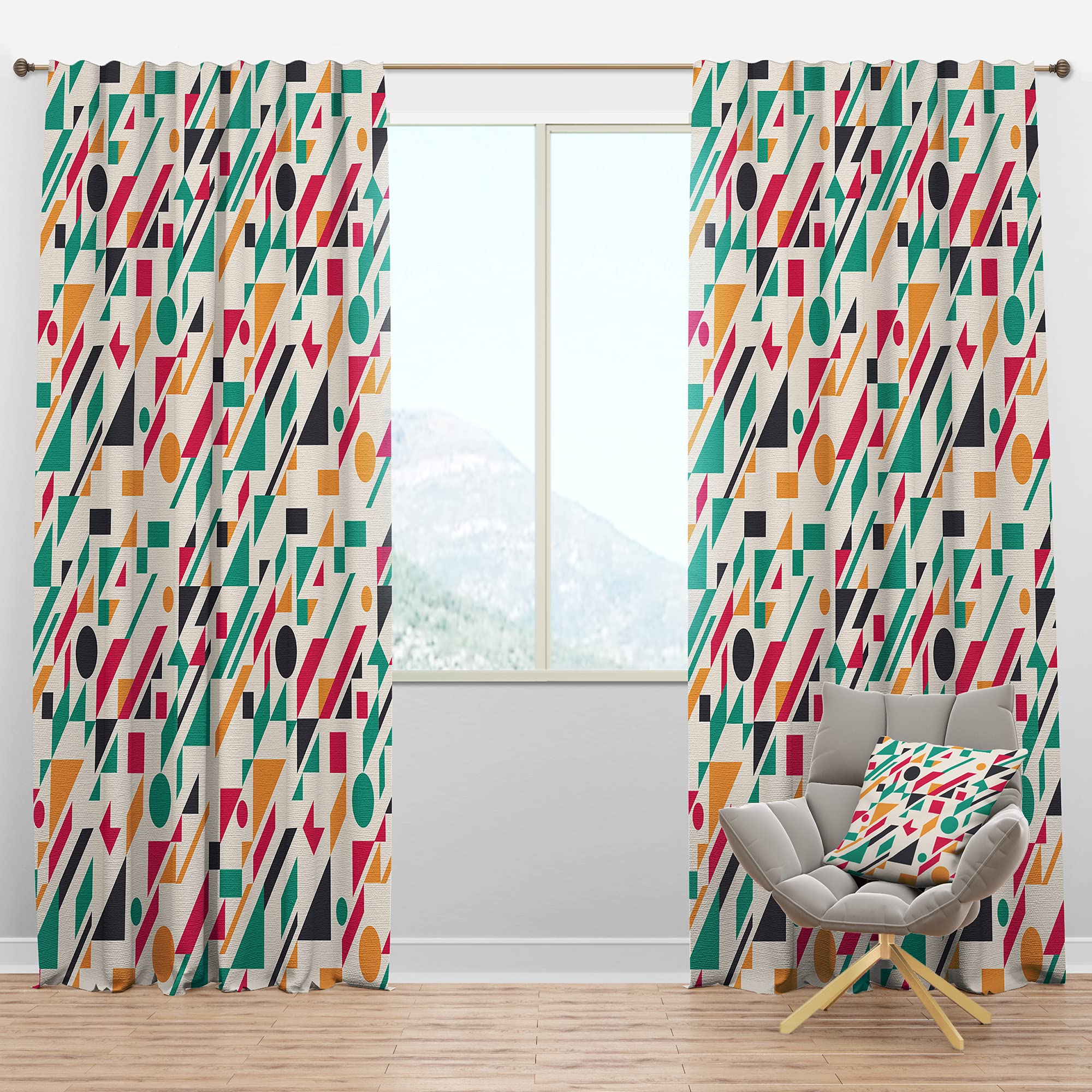 DesignQ Blackout Curtains - Retro Abstract Geometric Pattern Thermal Insulated Window Drapes for Bedroom & Living Room (52x108, Single Panel) - Perfect for Home Decor, Light Blocking & Energy Saving