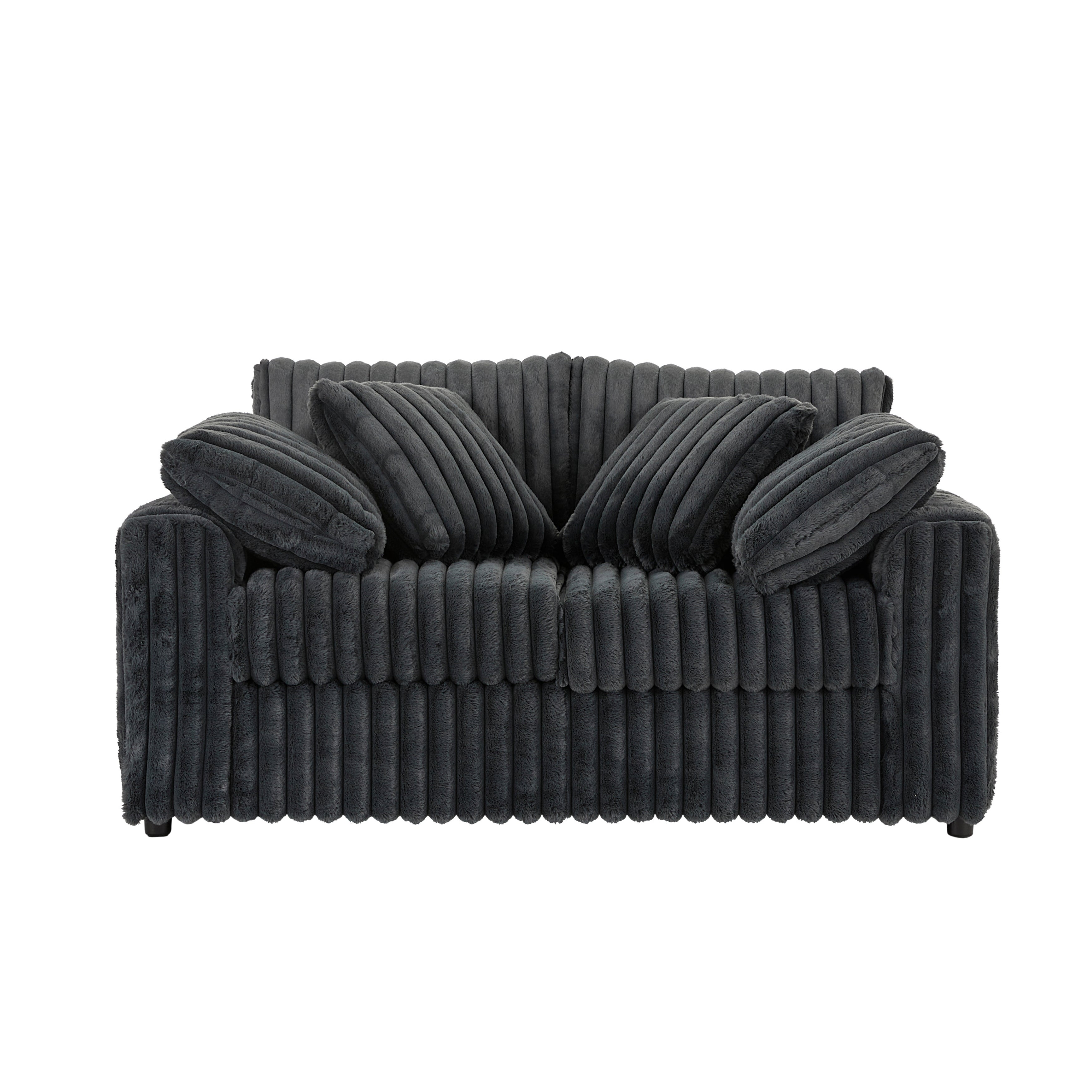 Roundhill Furniture Belvoir Upholstered Stationary Loveseat - Soft Fabric Sofa for Living Room, Small Space & Apartment | Comfortable Two-Seater Couch for Home Decor