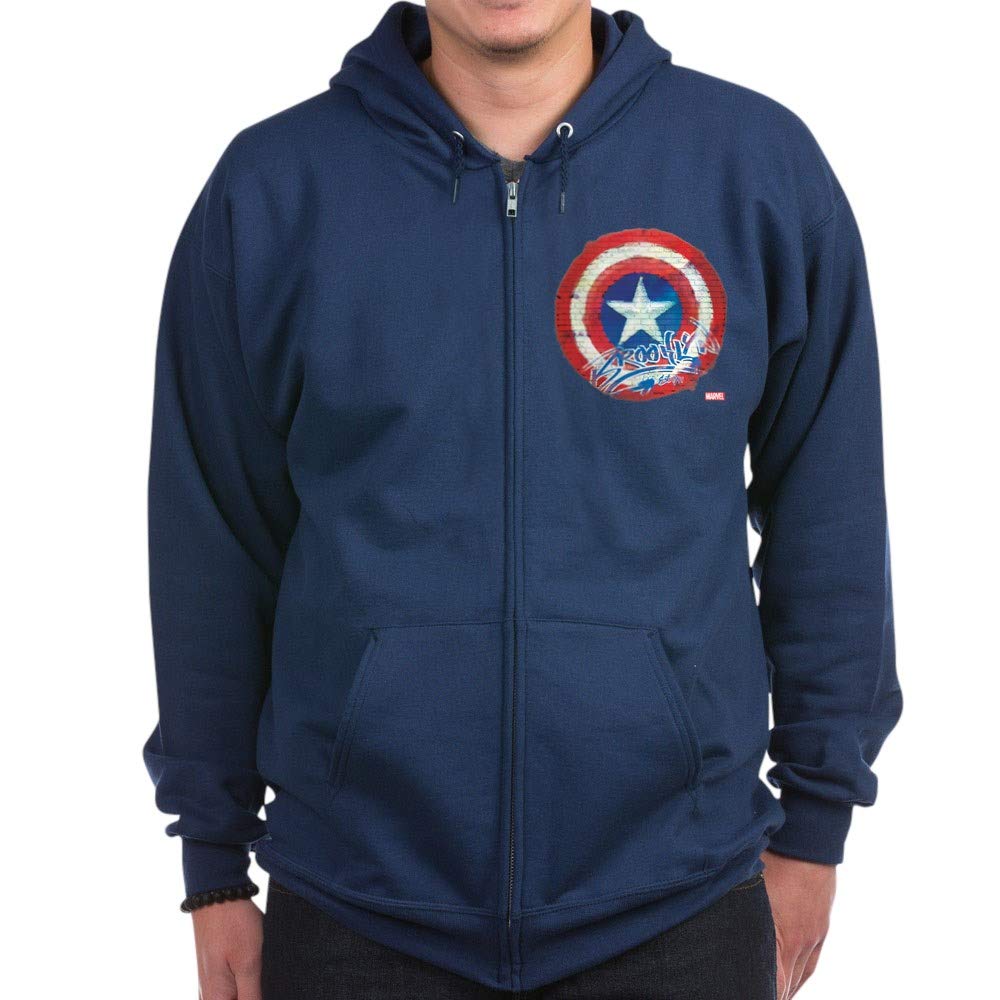 Captain America Graffiti Shield Zip Hoodie - Marvel Superhero Graphic Pullover for Men & Women | Perfect for Cosplay, Comic Con & Casual Wear