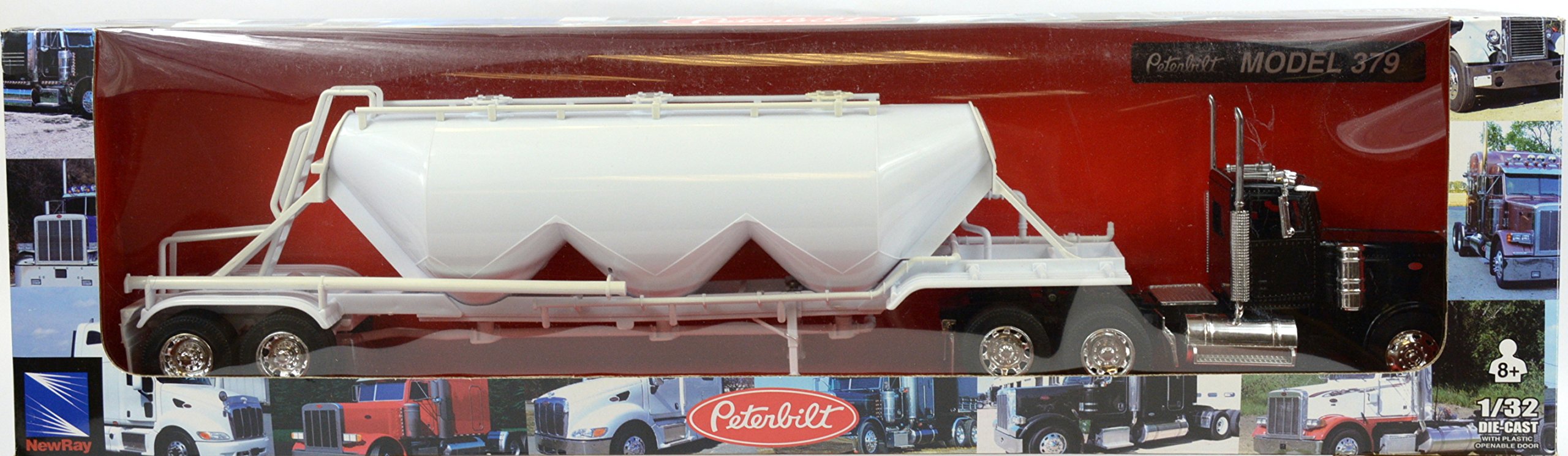 New-Ray Toys 1:32 Scale Peterbilt 379 Truck with Pneumatic Trailer - Diecast Model Collectible for Kids & Adults | Perfect for Display, Gift Giving & Truck Enthusiast Collections