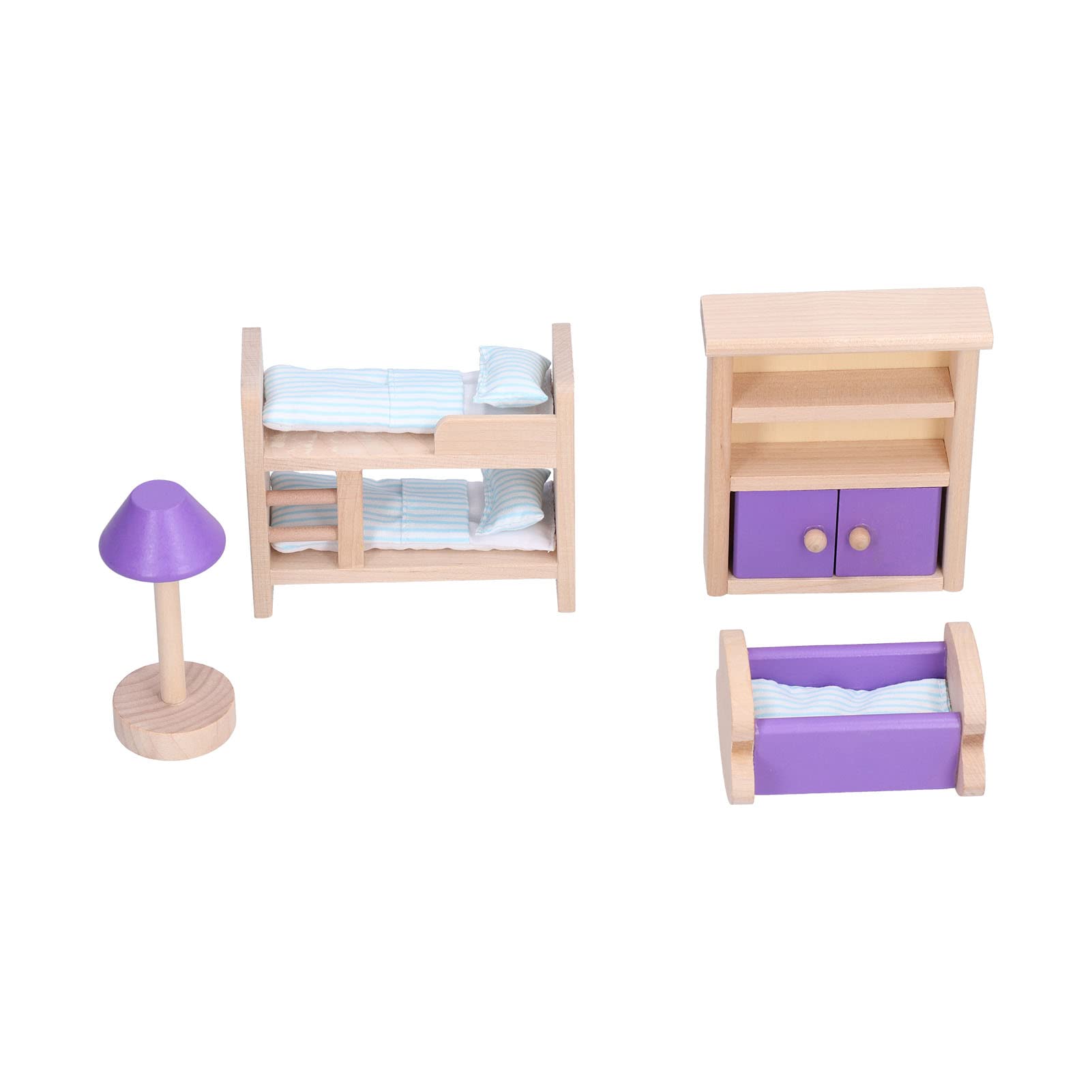 Wooden Dollhouse Furniture Set - Natural Wood Miniature Simulation Toy for Playhouse & Children's Room | Educational, Anti-Drop, Colorful | Perfect for Pretend Play, Early Learning & Room Decor