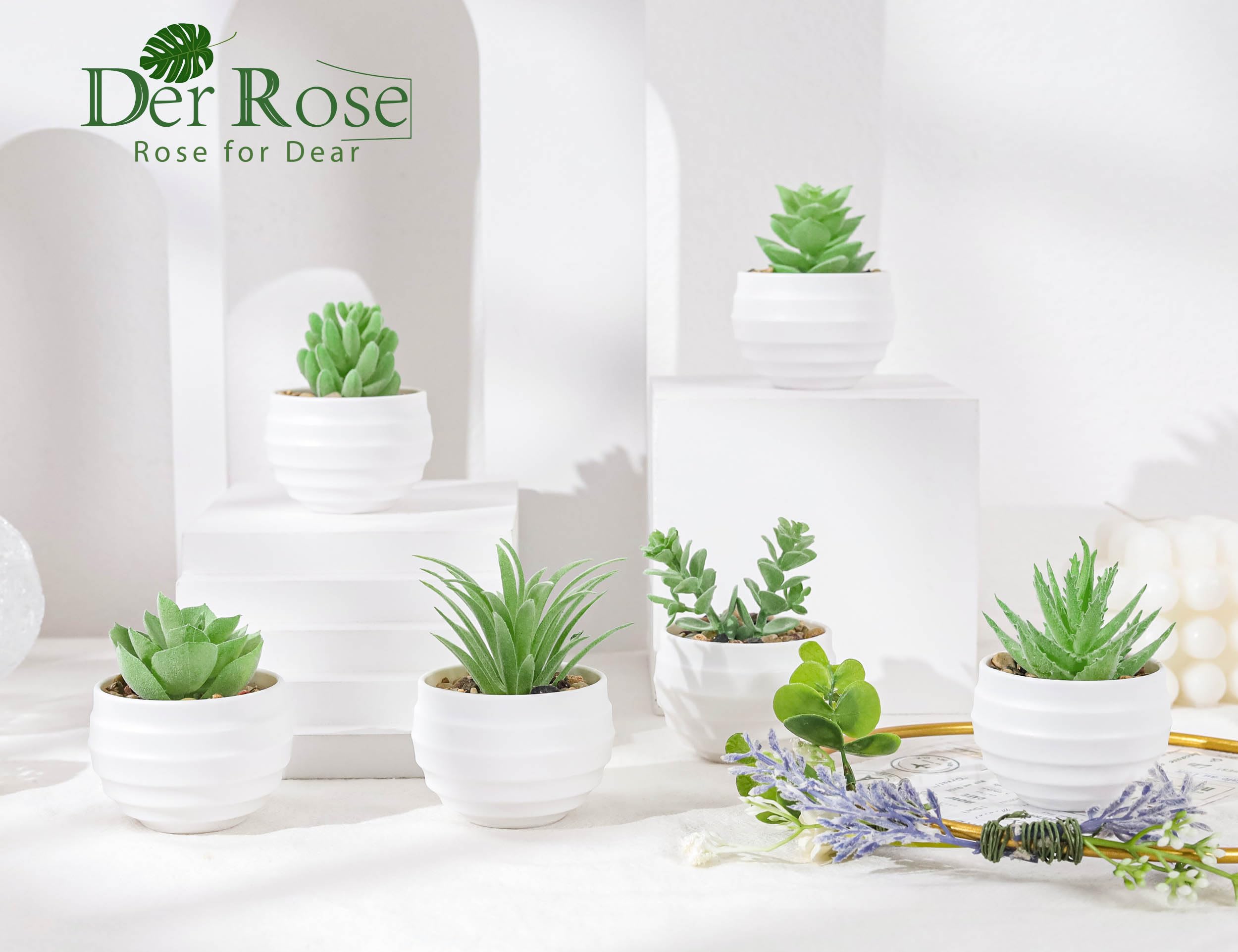 6 Pack Fake Succulents Plants - Realistic Artificial Small Succulents for Home & Room Decor - Perfect for Indoor Spaces, Office Desks, and Wedding Centerpieces