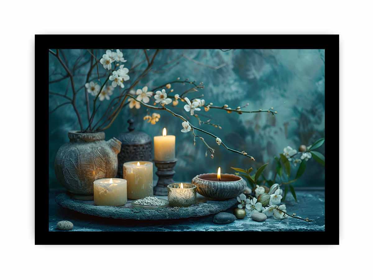 Cool Spa Framed Print Wall Art - Relaxing Bathroom Decor for Home & Office - Perfect for Bathrooms, Living Rooms, and Meditation Spaces