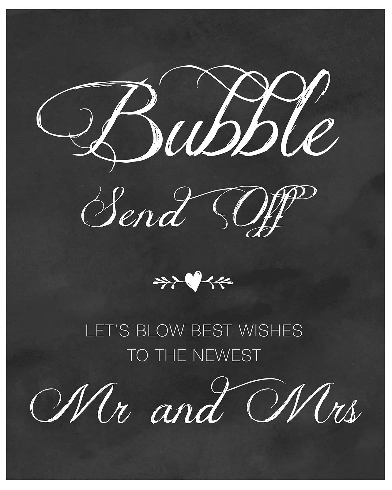 Elegant Bubble Send Off Sign for Wedding Reception - Chalkboard Style Exit Sign on Premium Thick Cardstock - Perfect for Wedding Decorations & Bubble Exit Celebrations
