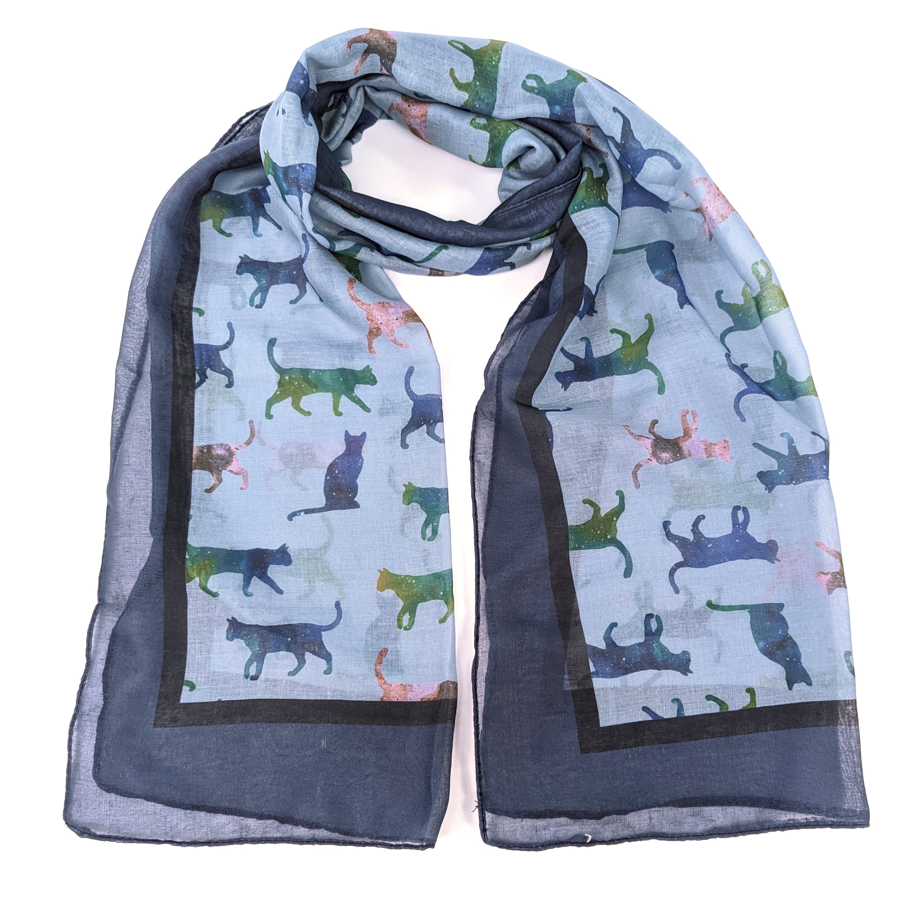 Clio The Cat Scarf - Soft Azure Blue Winter Scarf (50x180cm) for Women & Men | Warm Fashion Accessory for Cold Weather, Outdoor Activities & Holiday Gifts