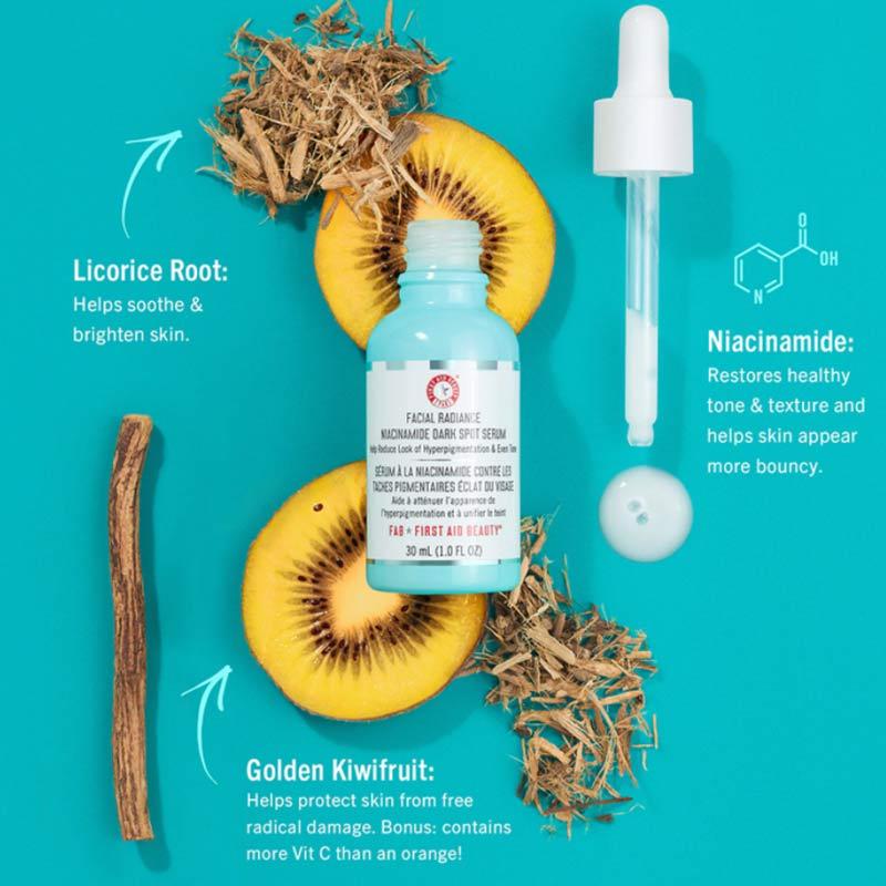 First Aid Beauty Facial Radiance Niacinamide Dark Spot Serum - Brightening Serum for Hyperpigmentation & Uneven Skin Tone - Perfect for Daily Skincare Routine & Nighttime Treatment