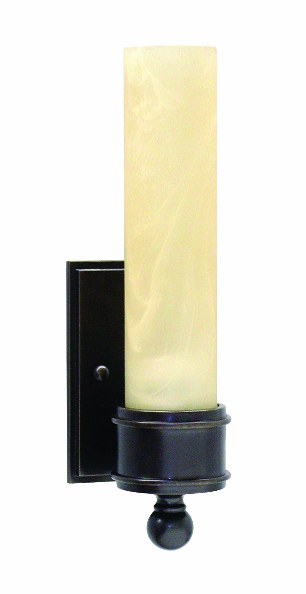 House Of Troy WL601-OB 10.25-Inch Cylinder Glass Wall Sconce Light Fixture - Oil Rubbed Bronze Finish with Amber Glass Shade - Perfect for Bedroom, Hallway, and Entryway Lighting