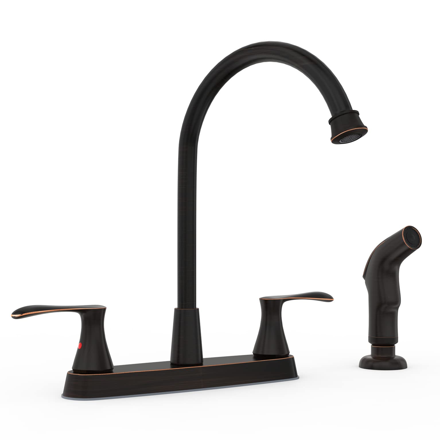 GOWIN 8 Inch 2 Handle Oil-Rubbed Bronze Kitchen Faucet with Side Sprayer, Stainless Steel Farmhouse Sink Faucet for Modern and Rustic Kitchen Designs